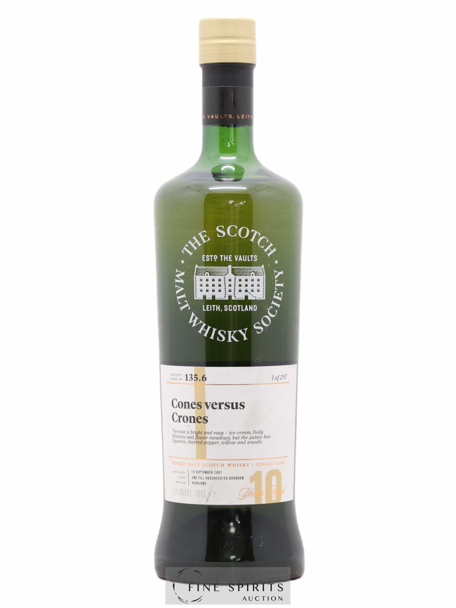 Cones versus Crones 10 years 2007 The Scotch Malt Whisky Society Cask n°135.6 - One of 297 - Lot de 1 bouteille - 0