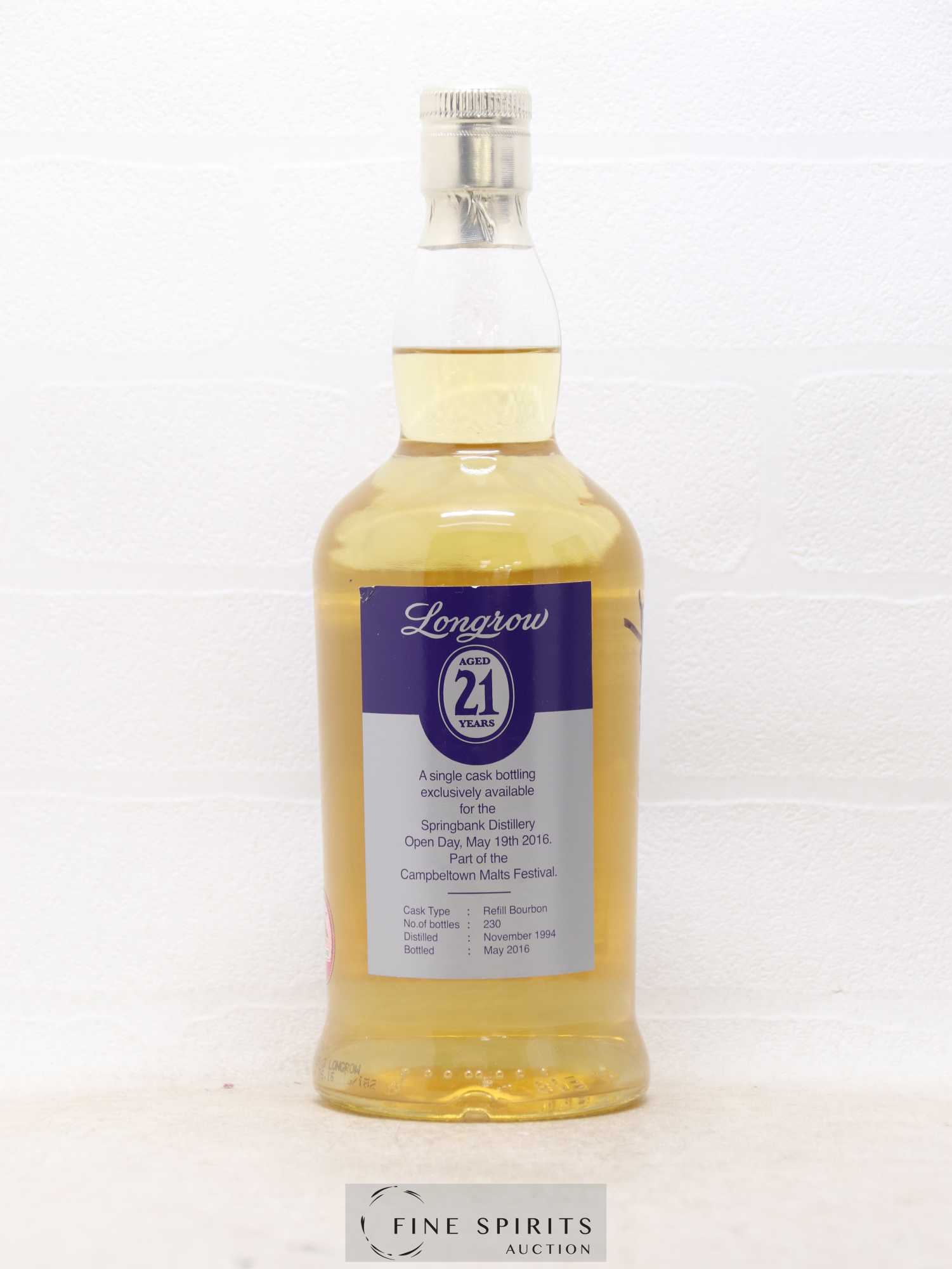 Longrow 21 years 1994 Of. Single Cask - One of 230 - bottled 2016 Springbank Open Day 2016 - Lot de 1 bouteille - 2