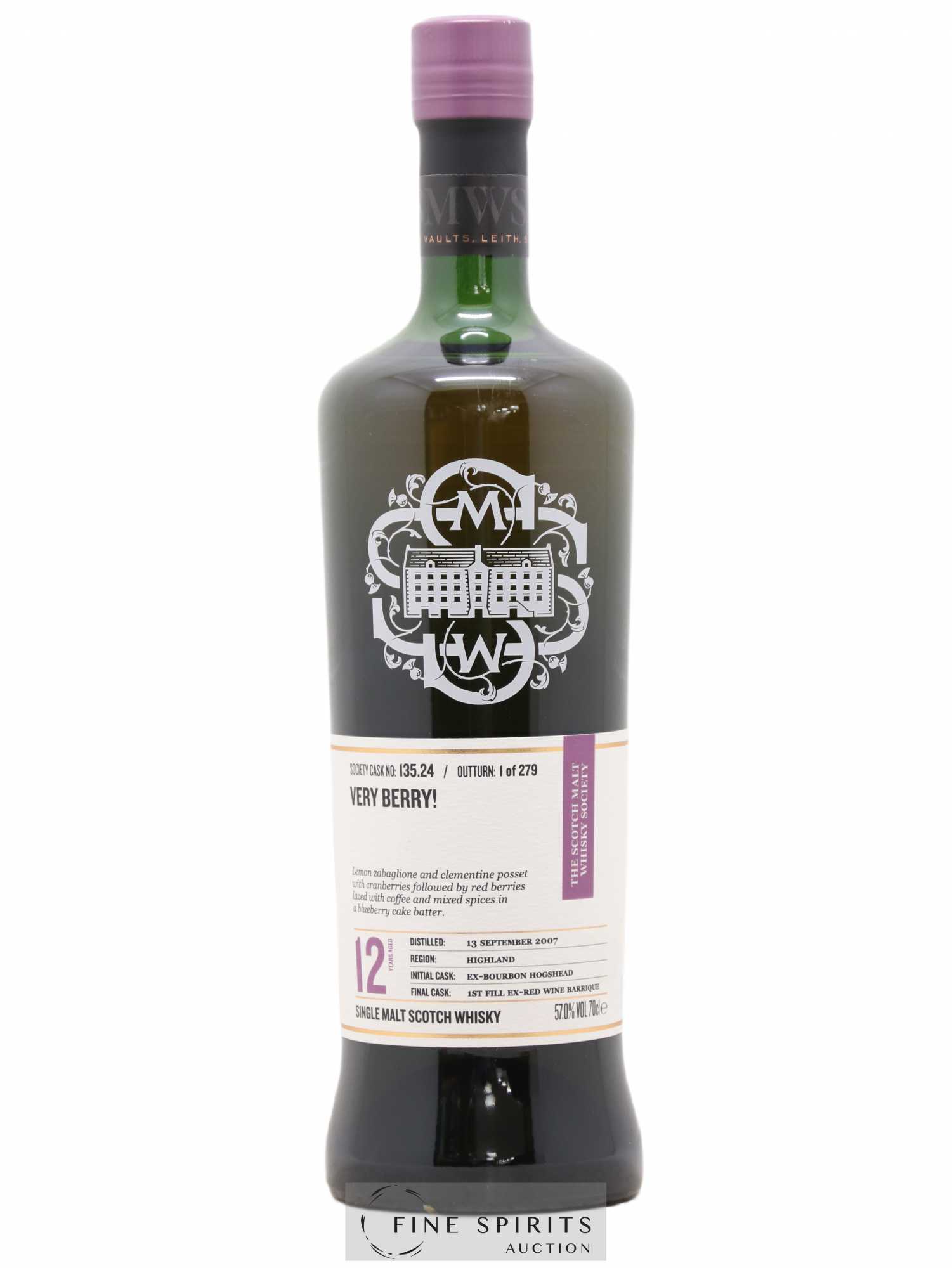 Very Berry 12 years 2007 The Scotch Malt Whisky Society Cask n°135.24 - One of 279 - Lot de 1 bouteille - 0
