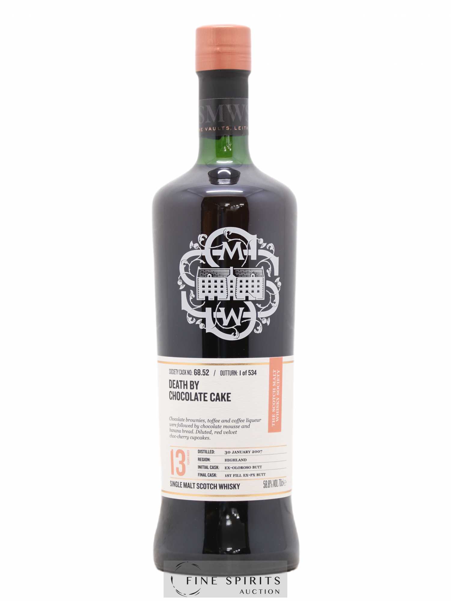 Death by Chocolate Cake 13 years 2007 The Scotch Malt Whisky Society Cask n°68.52 - One of 534 - Lot de 1 bouteille - 0