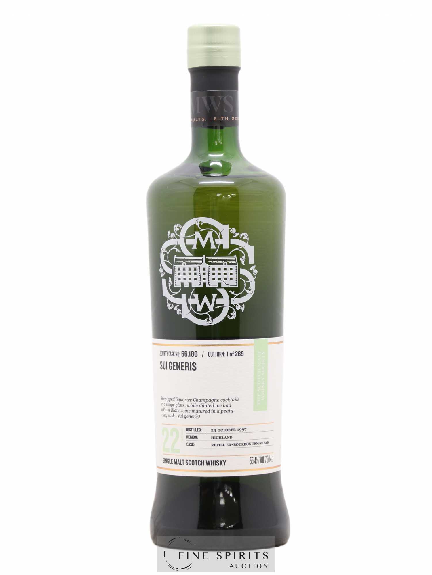 Sui Generis 22 years 1997 The Scotch Malt Whisky Society Cask n°66.180 - One of 289 - Lot de 1 bouteille - 0