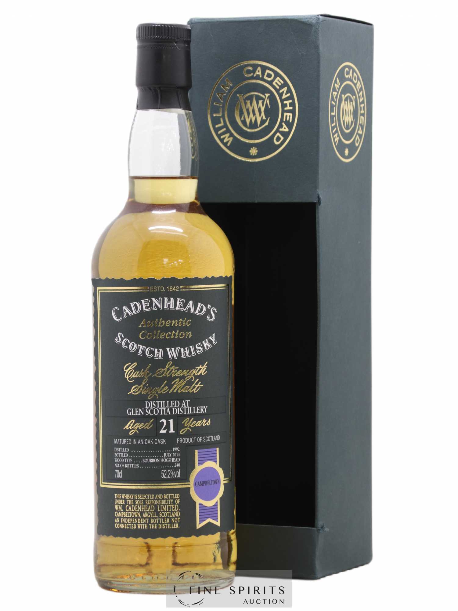 Glen Scotia 21 years 1992 Cadenhead's Bourbon Hogshead - One of 240 - bottled 2013 Authentic Collection - Lot de 1 bouteille - 0