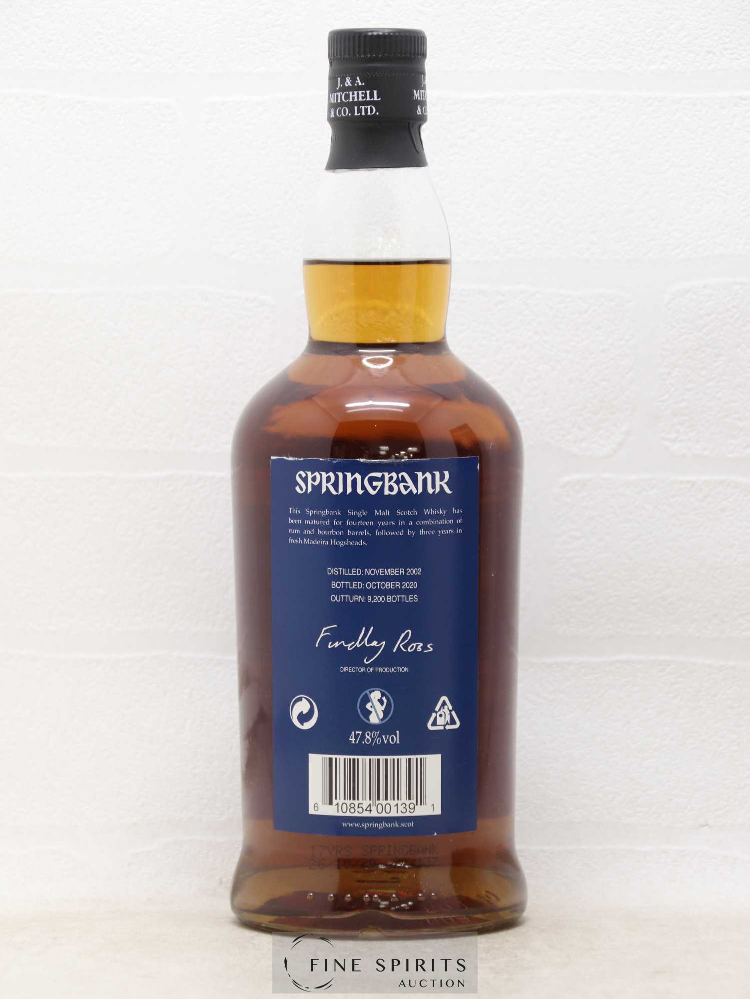 Springbank 17 years 2002 Of. One of 9200 bottles - Bottled 2020 Madeira Wood - Lot de 1 bouteille - 2