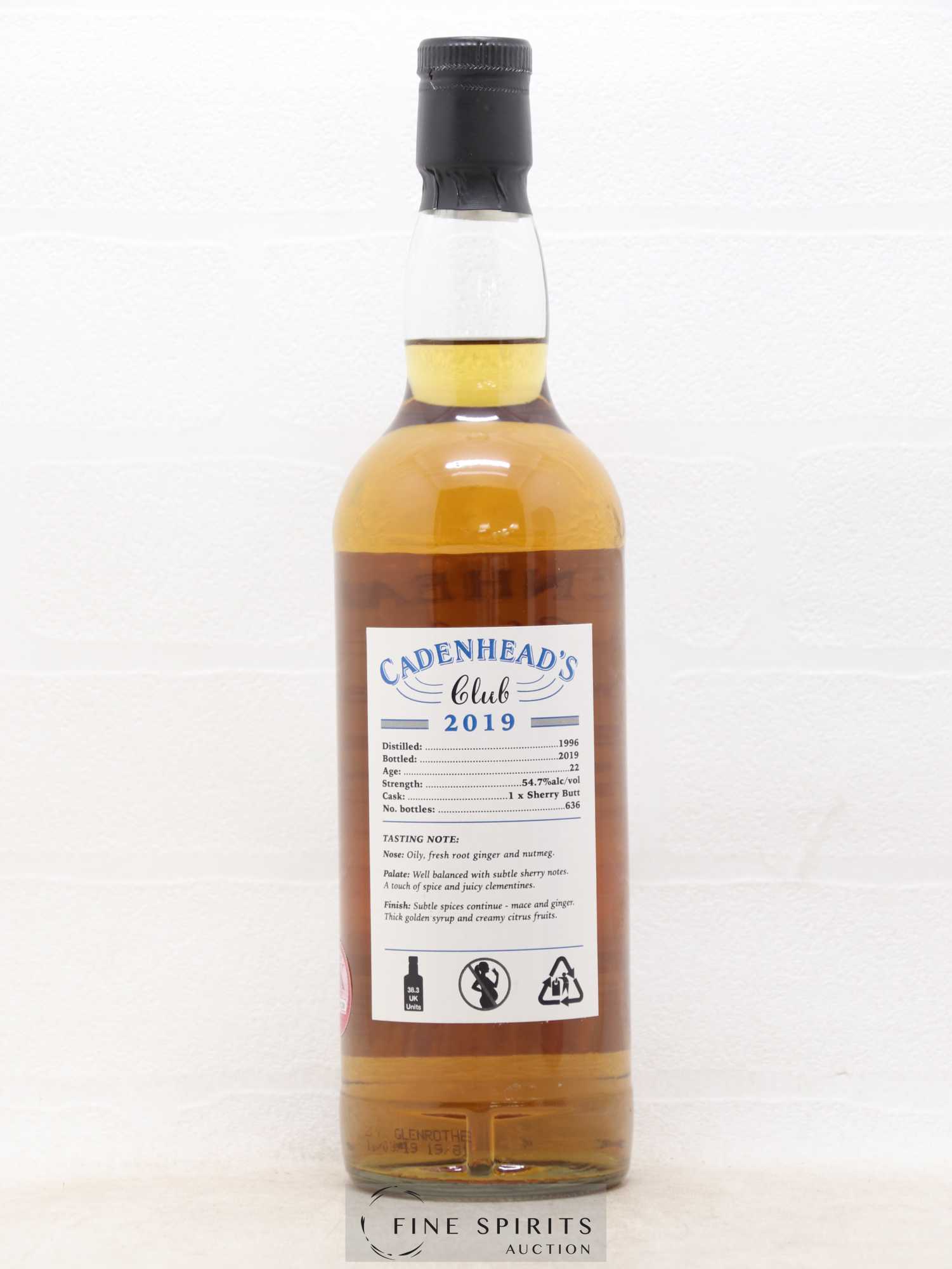 Glenrothes-Glenlivet 22 years 1996 Cadenhead's Club One of 636 - bottled 2019 - Lot of 1 bottle - 2