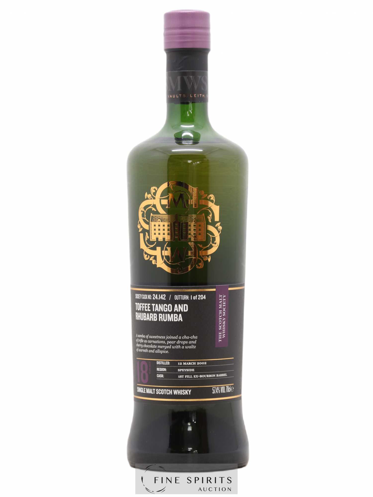 Toffee Tango and Rhubarb Rumba 18 years 2002 The Scotch Malt Whisky Society Cask n°24.142 - One of 204 - Lot de 1 bouteille - 0