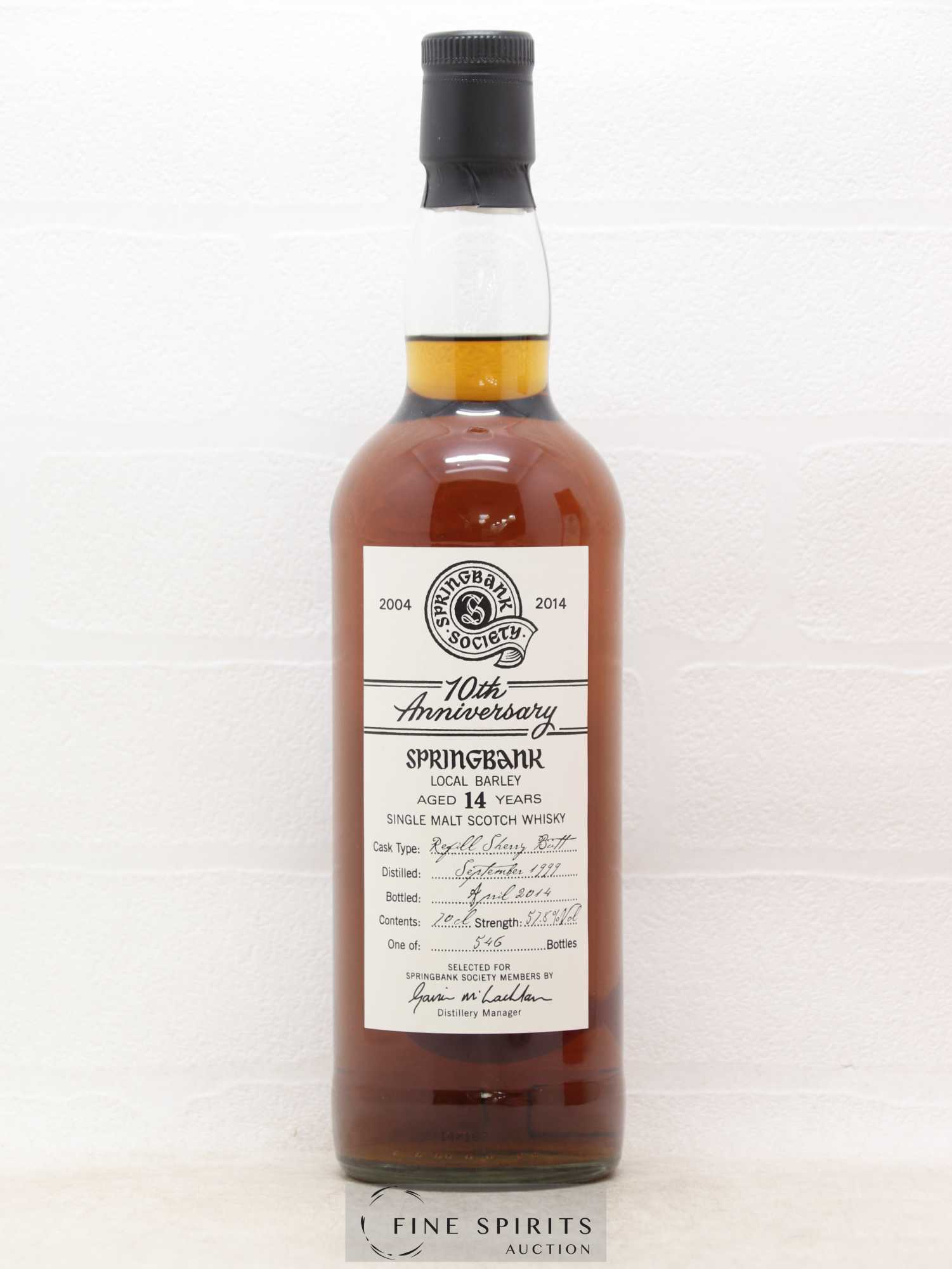 Springbank 14 years 1999 Of. One of 546 - bottled 2014 Springbank Society - Lot de 1 bouteille - 1
