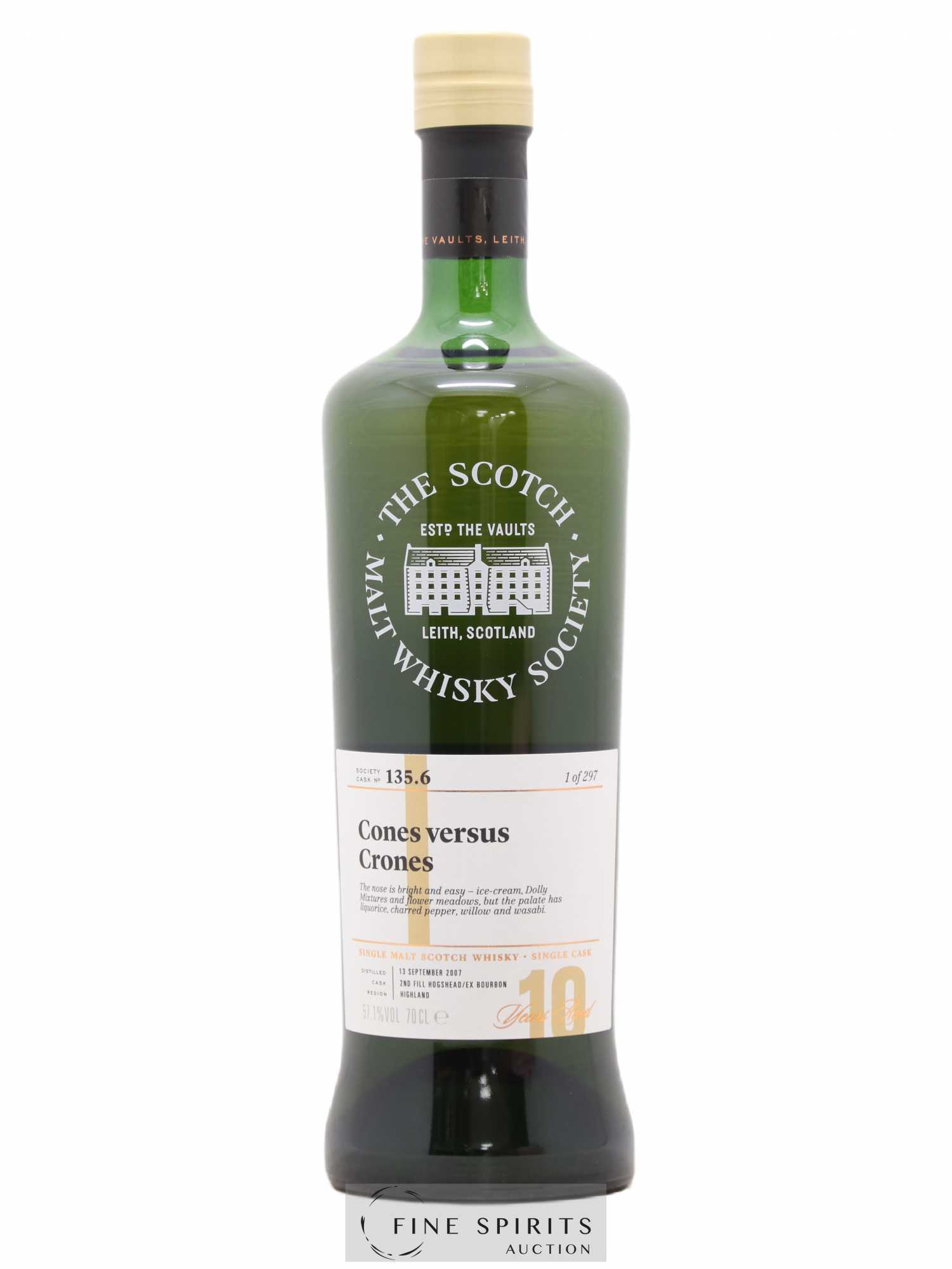 Cones versus Crones 10 years 2007 The Scotch Malt Whisky Society Cask n°135.6 - One of 297 - Lot de 1 bouteille - 0