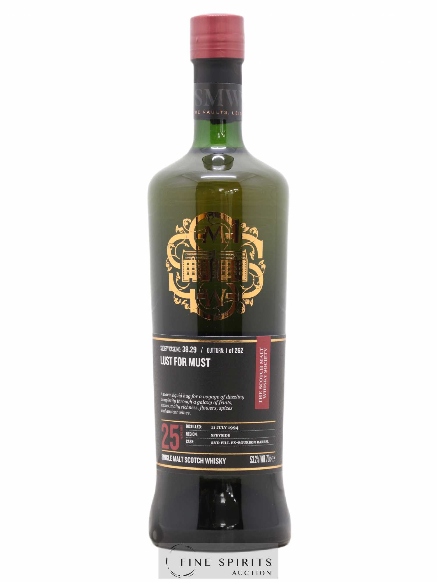 Lust for Must 25 years 1994 The Scotch Malt Whisky Society Cask n°38.29 - One of 262 - Lot de 1 bouteille - 0