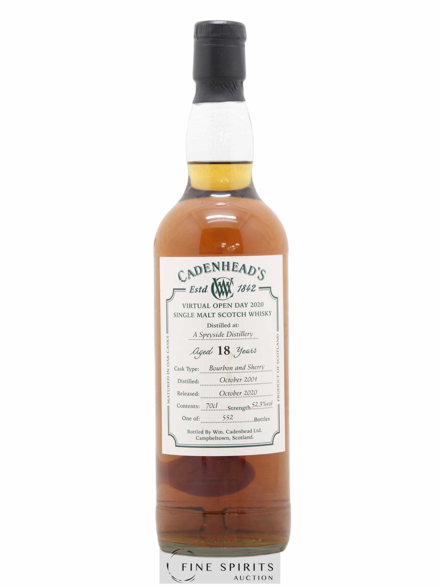 Cadenhead's 18 years 2001 Of. A Speyside Distillery One of 552 - bottled 2020 Virtual Open Day 2020 - Lot de 1 bouteille - 0
