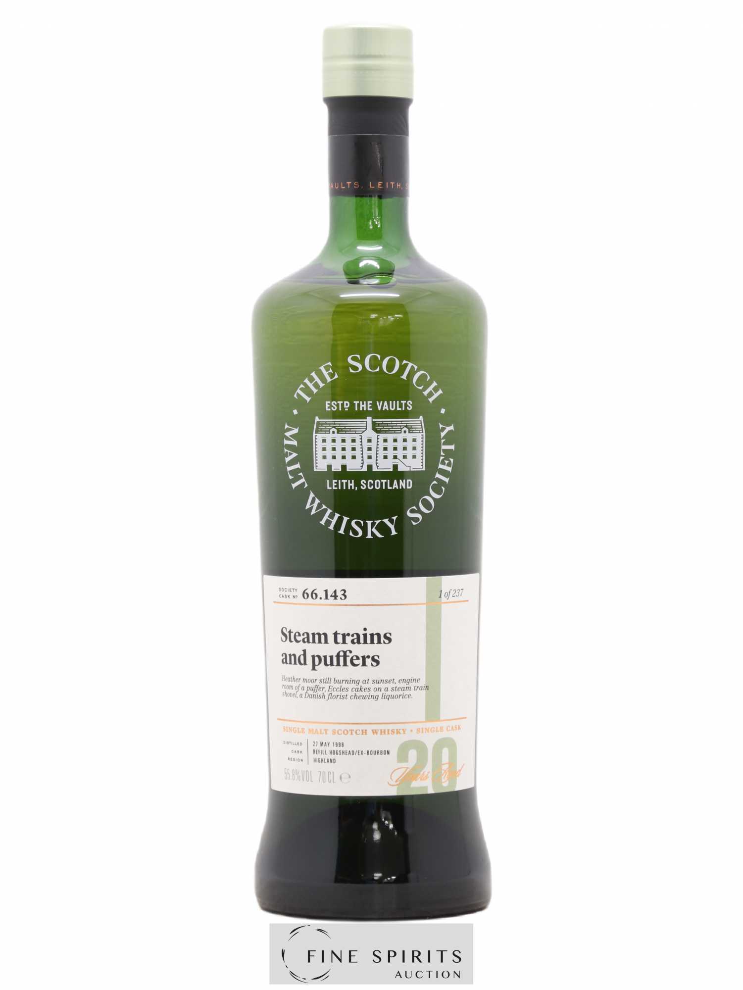 Steam Trains and Puffers 20 years 1998 The Scotch Malt Whisky Society Cask n°66.143 - One of 237 - Lot de 1 bouteille - 0