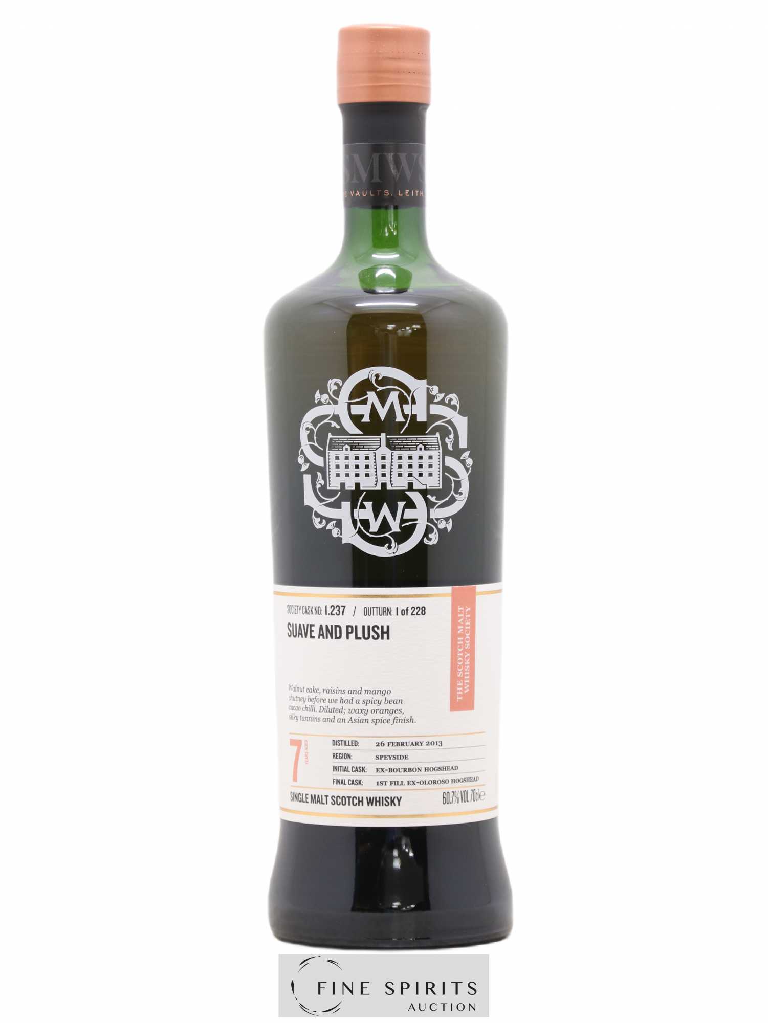 Suave and Plush 7 years 2013 The Scotch Malt Whisky Society Cask n°1.237 - One of 228 - Lot de 1 bouteille - 0