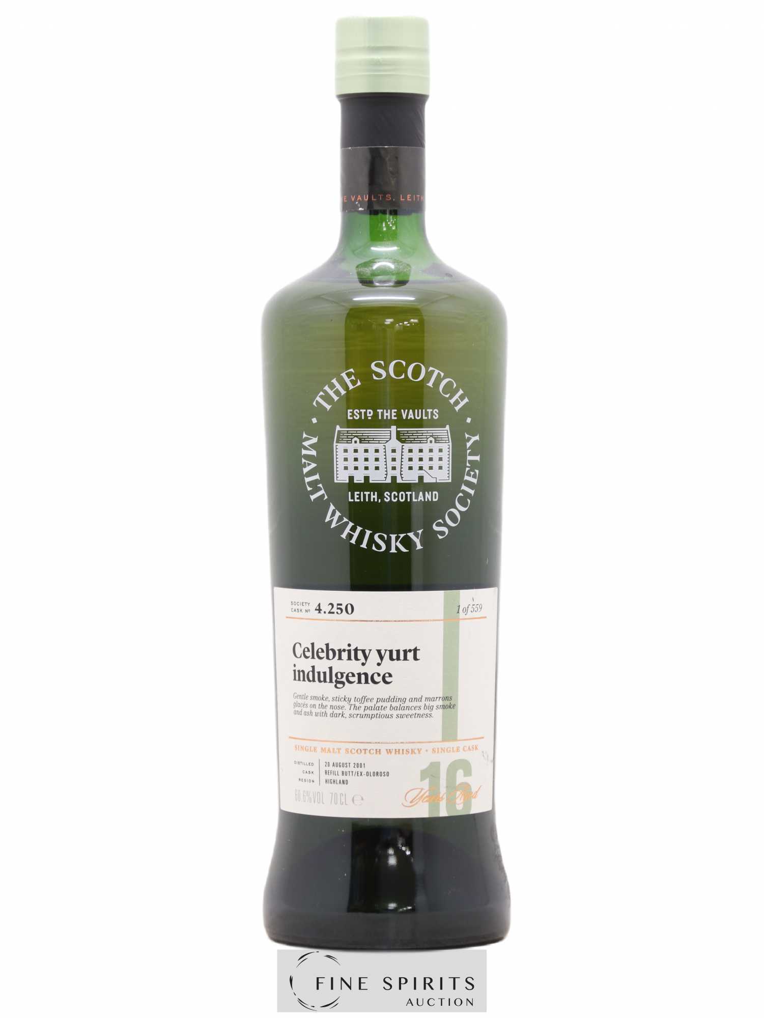 Celebrity Yurt Indulgence 16 years 2001 The Scotch Malt Whisky Society Cask n°4.250 - One of 559 - Lot of 1 bottle - 0