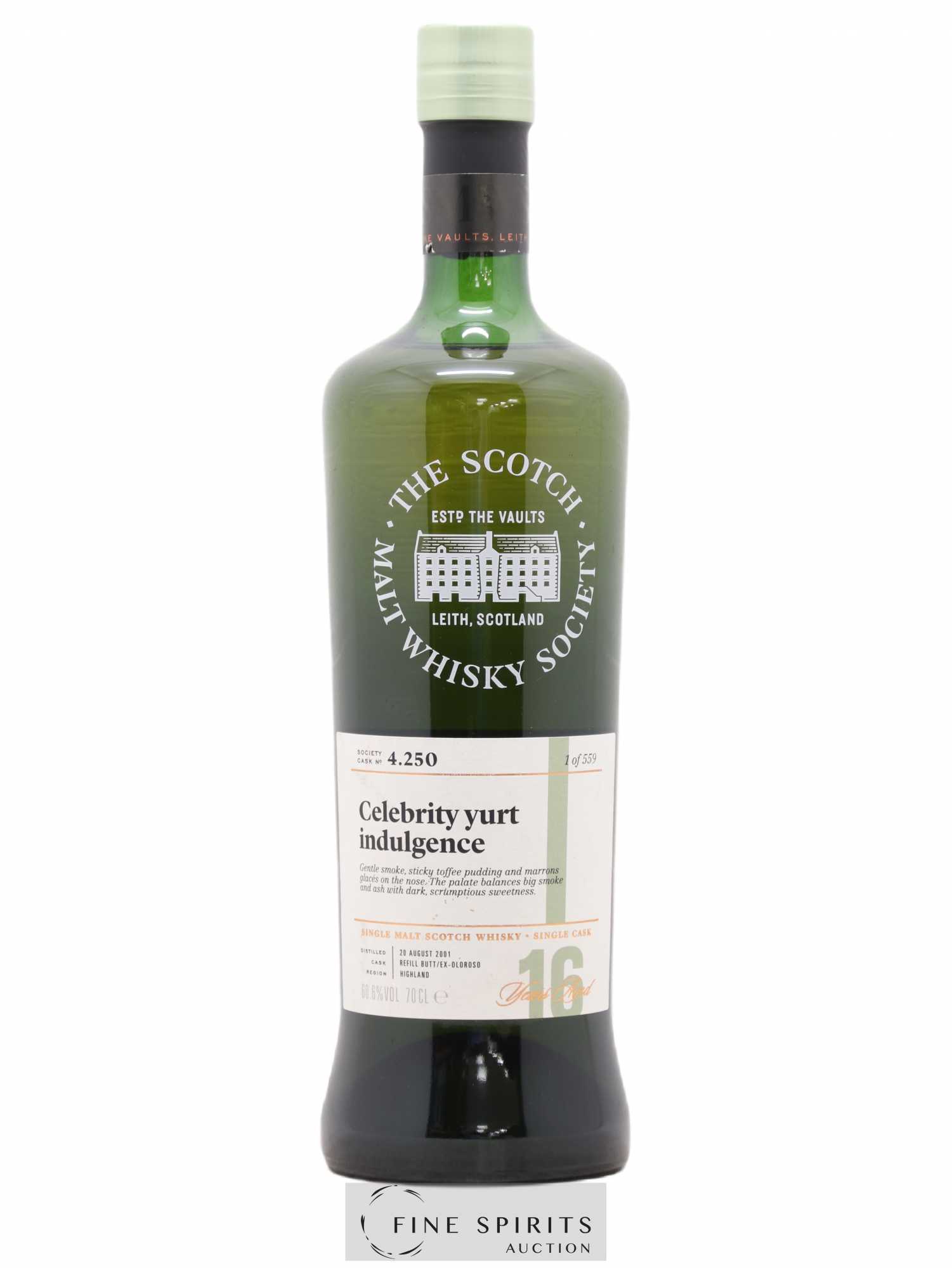 Celebrity Yurt Indulgence 16 years 2001 The Scotch Malt Whisky Society Cask n°4.250 - One of 559 - Lot de 1 bouteille - 0