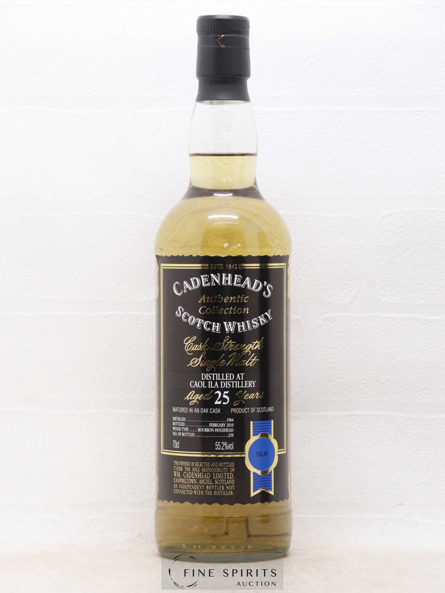 Caol Ila 25 years 1984 Cadenhead's Bourbon Hogshead - One of 250 - bottled 2010 Authentic Collection - Lot de 1 bouteille - 1
