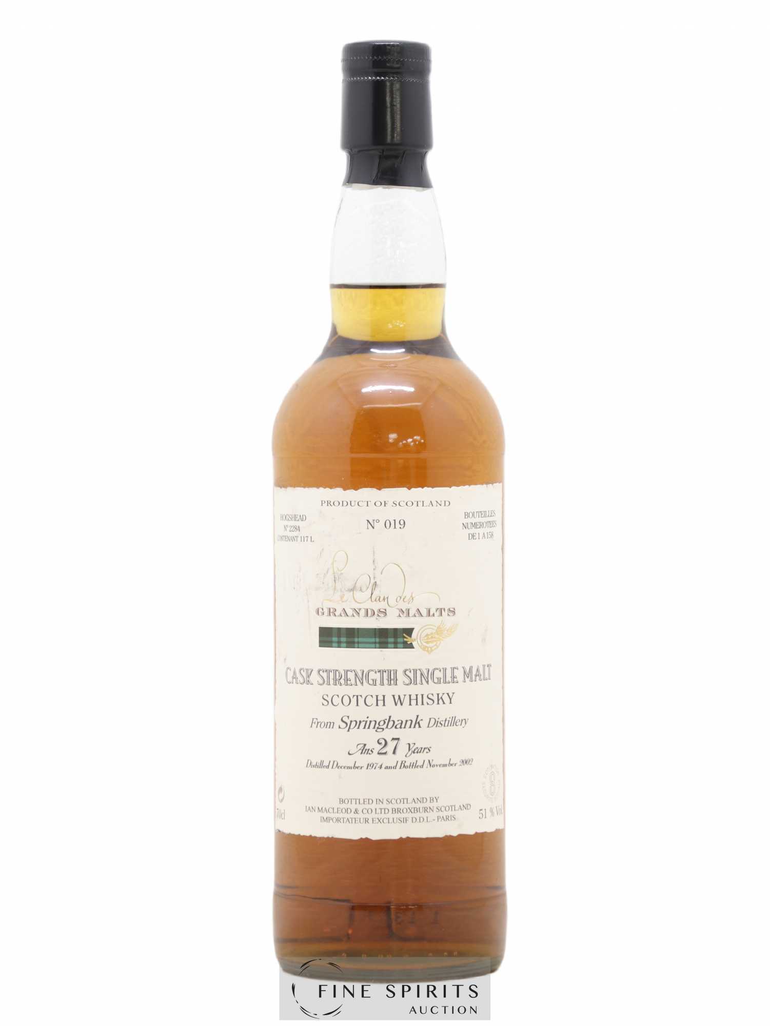 Springbank 27 years 1974 Ian Macleod Hogshead n°2284 - One of 158 - bottled 2002 DDL Le Clan des Grands Malts - Lot de 1 bouteille - 0
