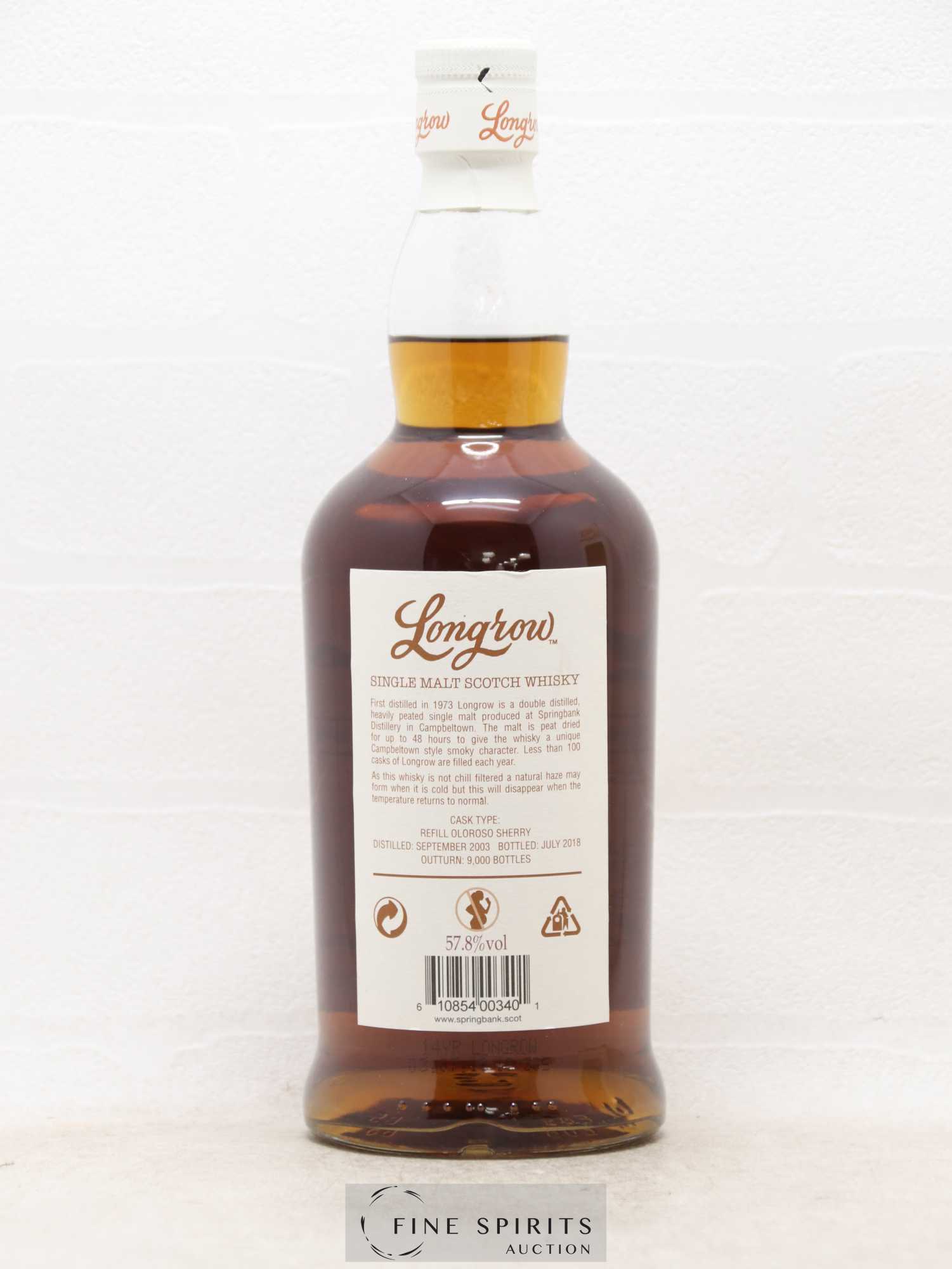 Longrow 14 years 2003 Of. Sherry Cask Matured One of 9000 - bottled 2018 Limited Edition - Lot de 1 bouteille - 2