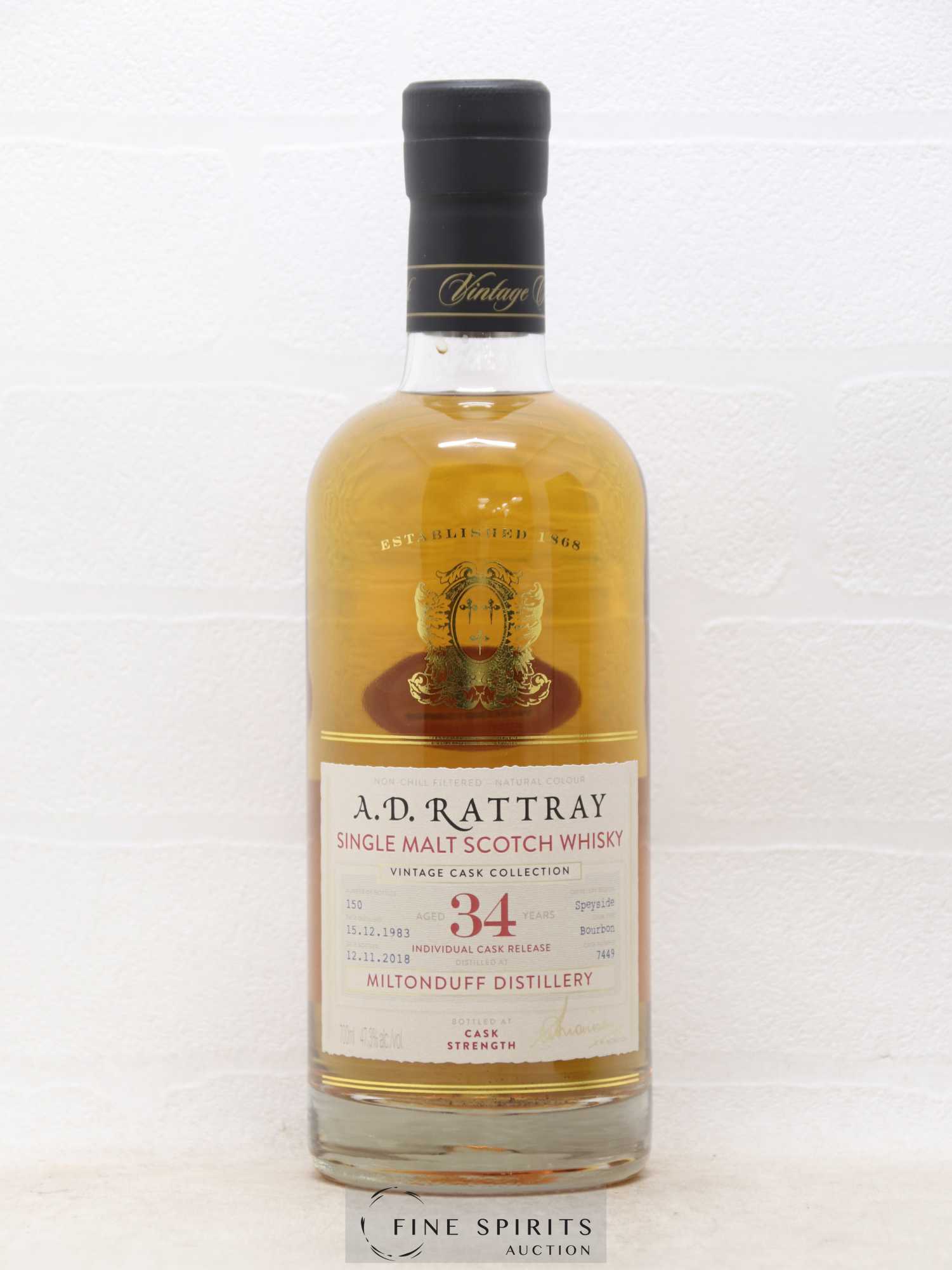 Miltonduff 34 years 1983 Of. A.D. Rattray Cask n°7449 - One of 150 - bottled 2018 Vintage Cask Collection - Lot de 1 bouteille - 1