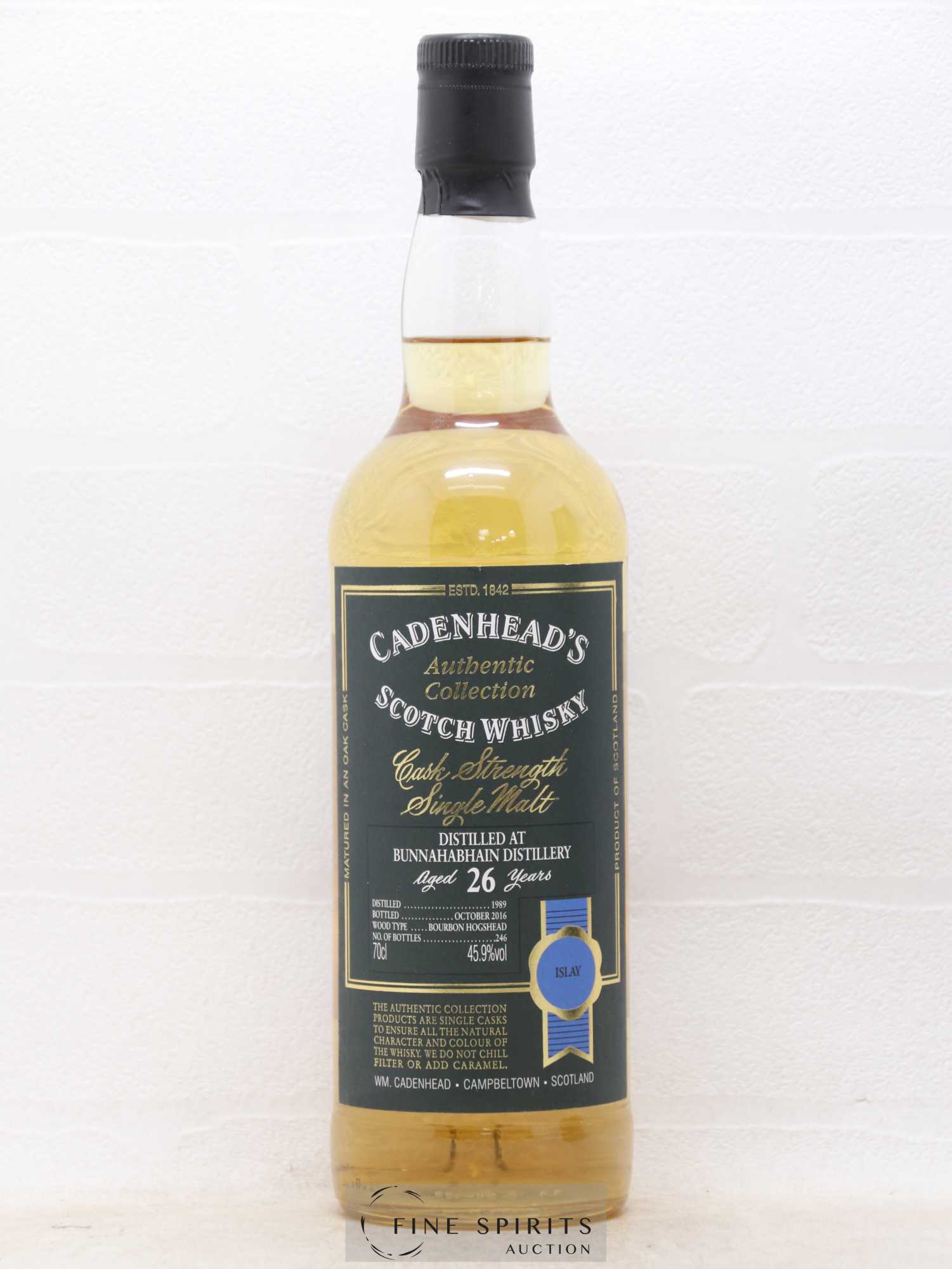 Bunnahabhain 26 years 1989 Cadenhead's Cask Strength - One of 246 - bottled 2016 Authentic Collection - Lot de 1 bouteille - 1