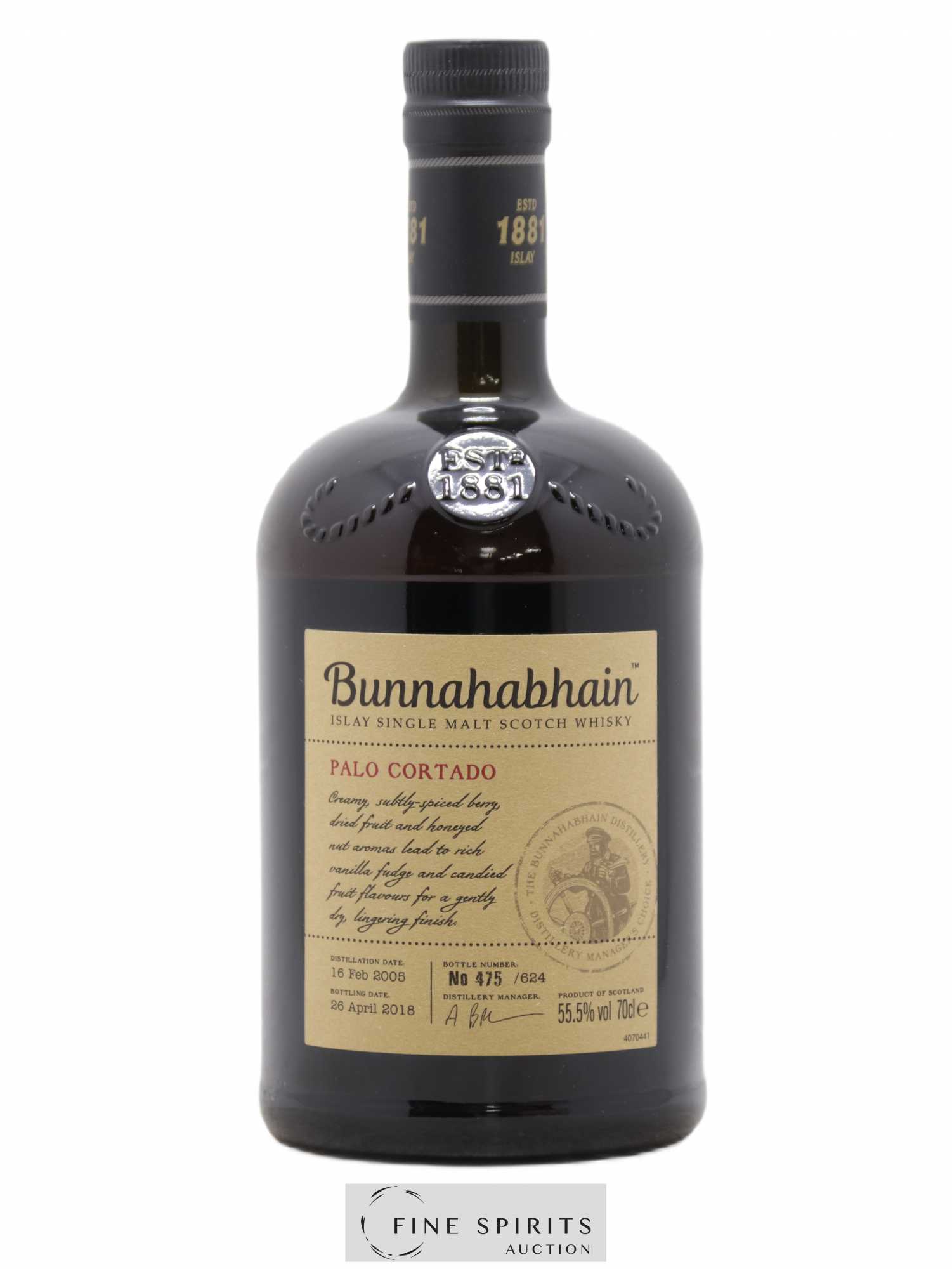 Bunnahabhain 2005 Of. Palo Cortado One of 624 - bottled 2018 - Lot de 1 bouteille - 0