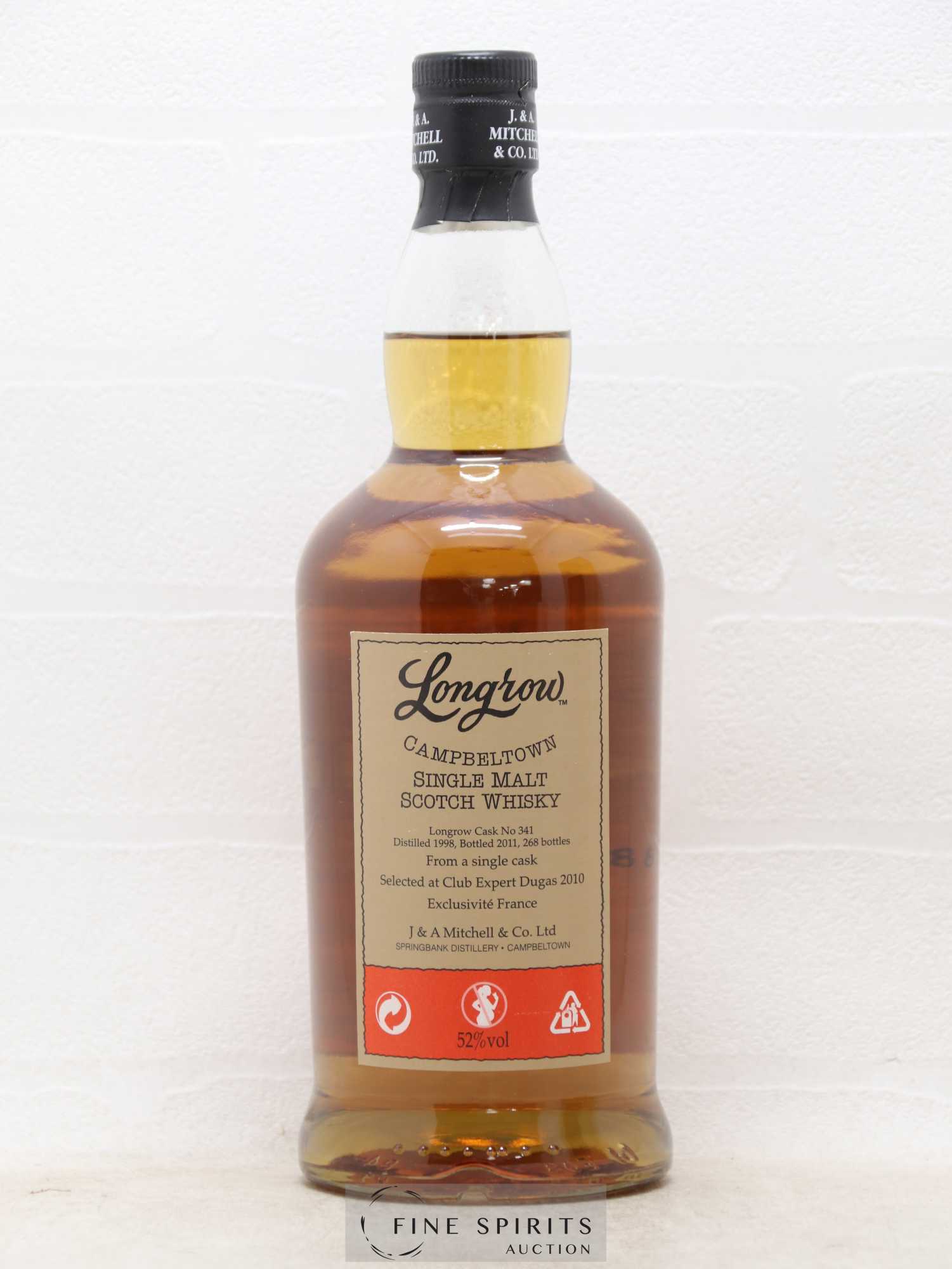 Longrow 12 years 1998 Of. Cask Strength Cask n°341 - One of 268 - bottled 2011 Dugas - Lot de 1 bouteille - 2