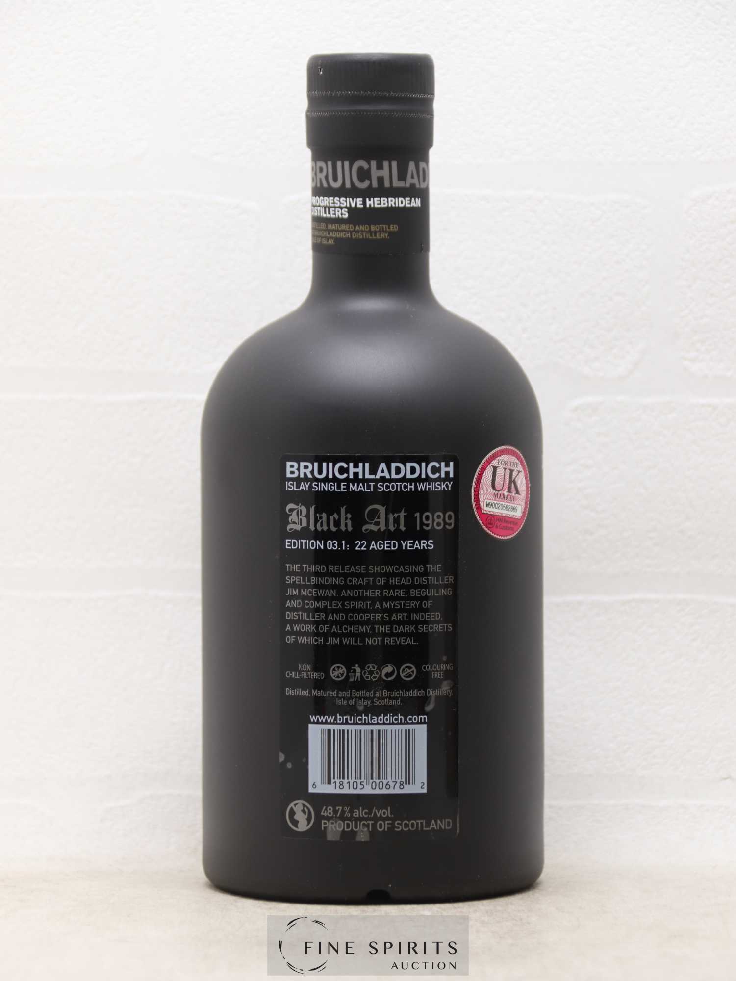 Bruichladdich 22 years 1989 Of. Black Art Edition 03.1 3rd Release - Posten von 1 Flasche - 2