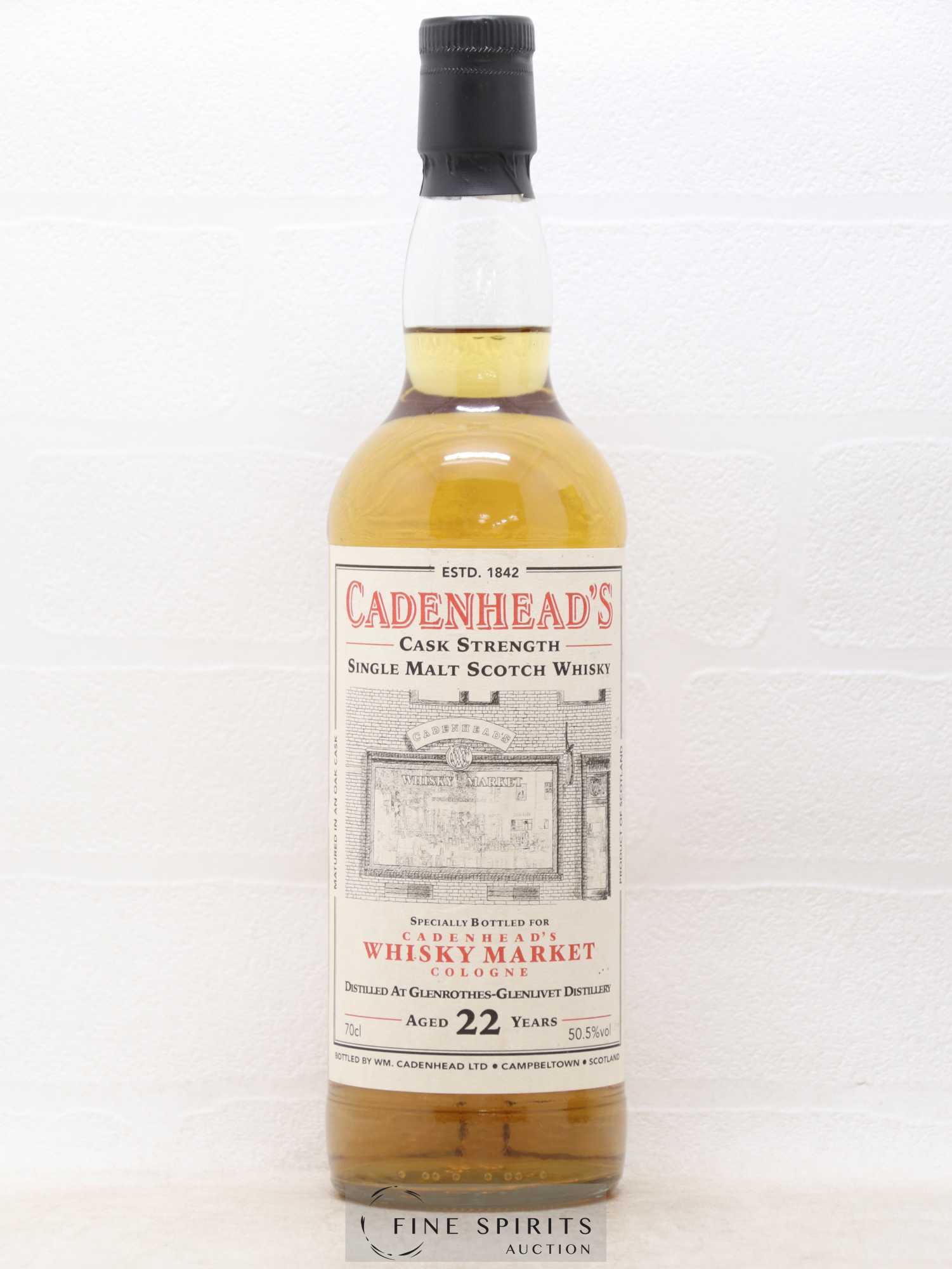 Glenrothes-Glenlivet 22 years 1996 Cadenhead's One of 312 - bottled 2018 Cadenhead's Whisky Market Cologne Cask Strength - Lot of 1 bottle - 1