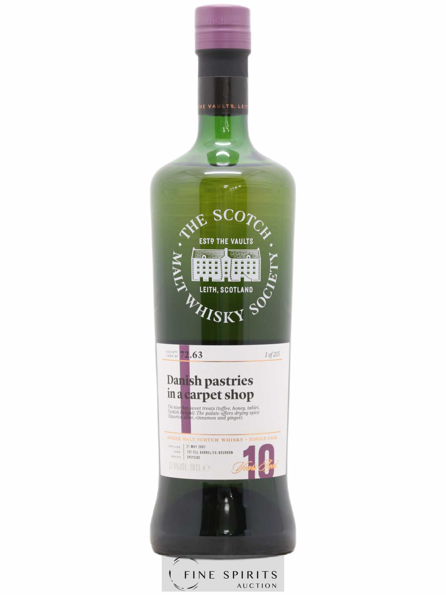 Danish Pastries in a Carpet Shop 10 years 2007 The Scotch Malt Whisky Society Cask n°72.63 - One of 235 - Lot de 1 bouteille - 0