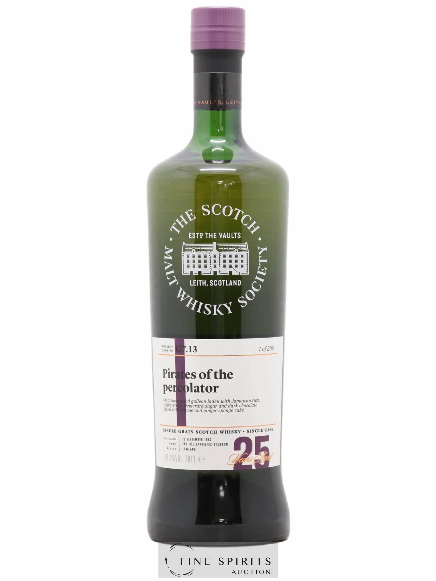 Pirates of the Percolator 25 years 1992 The Scotch Malt Whisky Society Cask n°G7.13 - One of 200 - Lot de 1 bouteille - 0