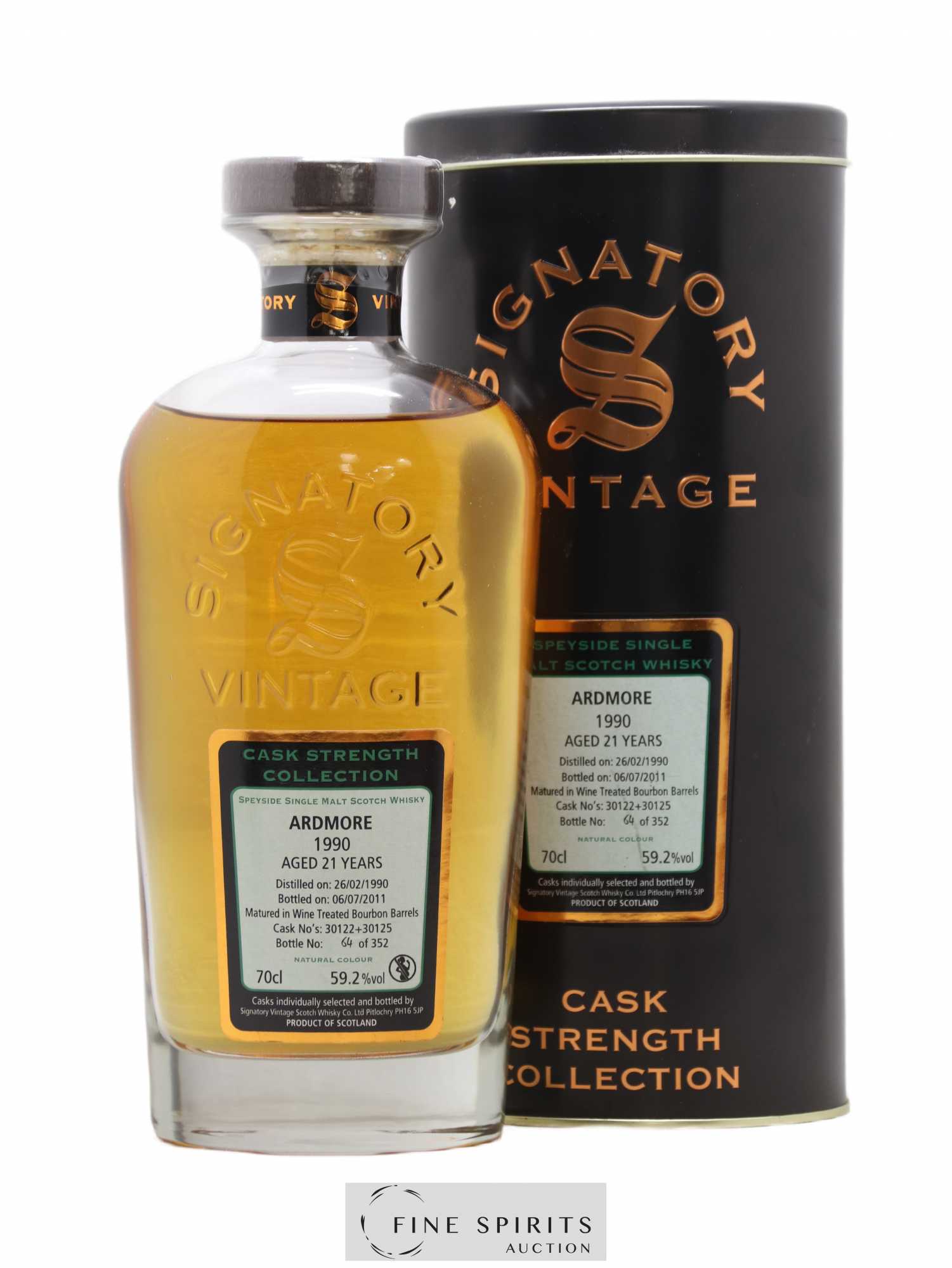 Ardmore 21 years 1990 Signatory Vintage Cask n°30122-5 - One of 352 - bottled 2011 Cask Strength Collection - Lot de 1 bouteille - 0
