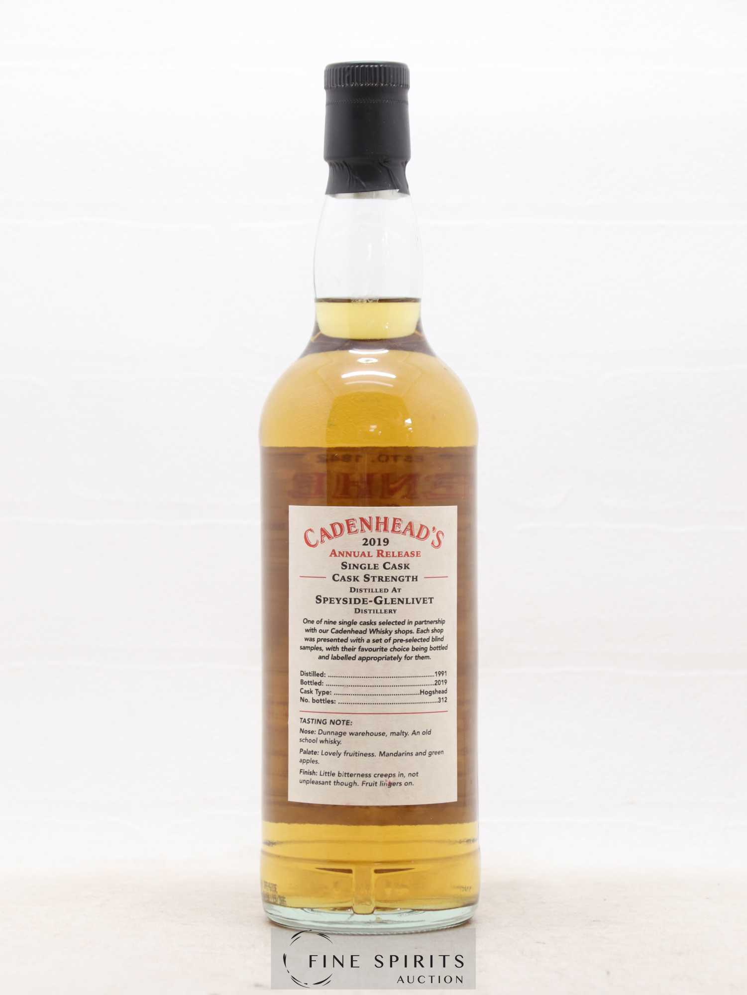 Glenlivet 28 years 1991 Cadenhead's Annual Release 2019 Hogshead Cask - One of 312 Whisky Shop - Lotto di 1 bottiglia - 2