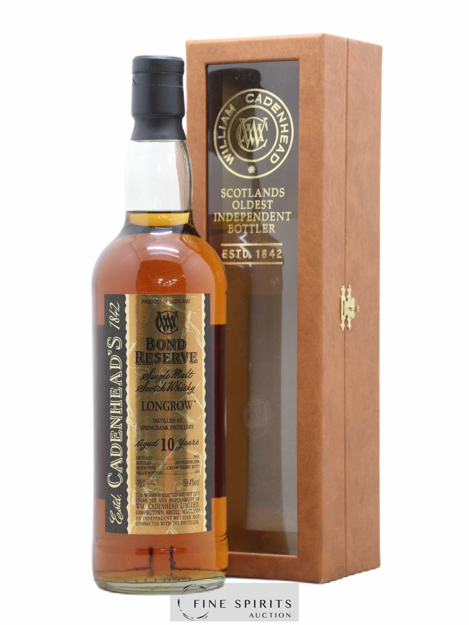 Longrow 10 years 1996 Cadenhead's Bond Reserve Cream Sherry Butt - One of 654 - bottled 2006 - Lot de 1 bouteille - 0