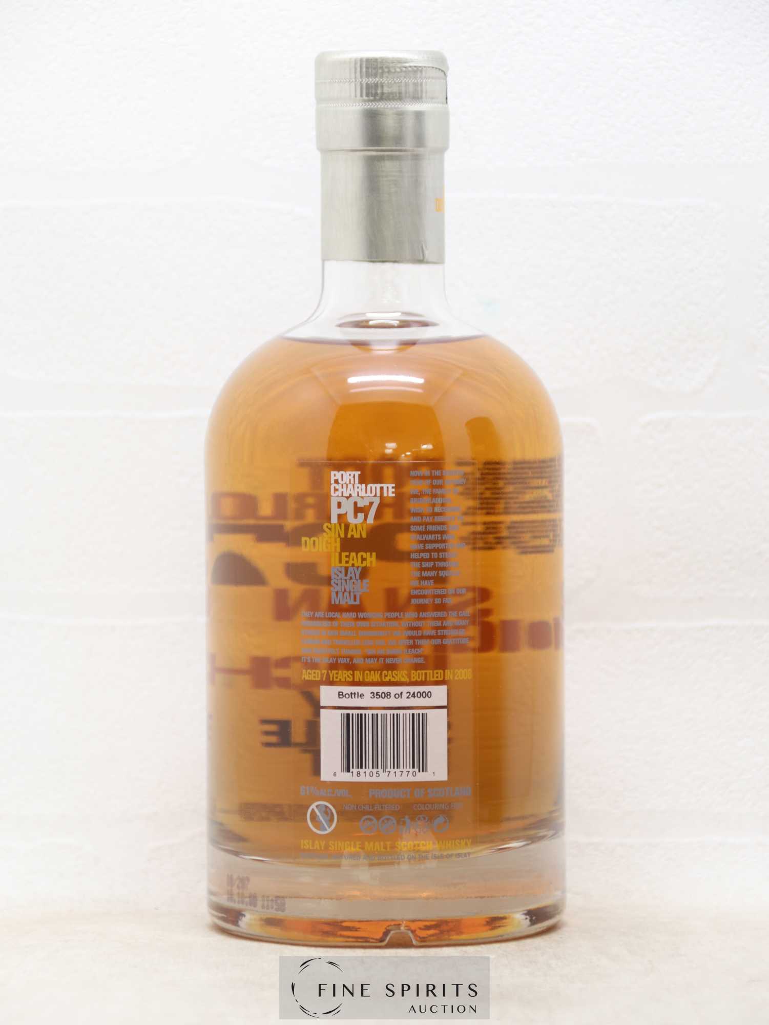 Port Charlotte 7 years Of. PC7 One of 24000 - bottled 2008 Sin An Doigh Ileach - Posten von 1 Flasche - 2
