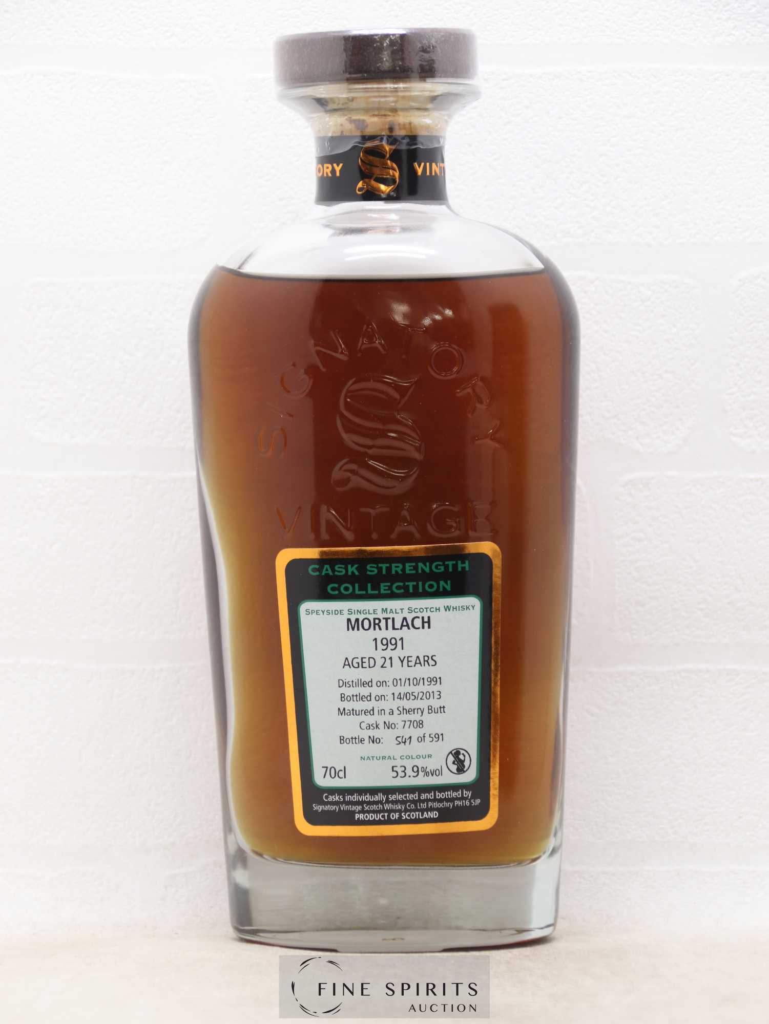 Mortlach 21 years 1991 Signatory Vintage Cask n°7708 - One of 591 - bottled 2013 Cask Strength Collection - Lot de 1 bouteille - 1