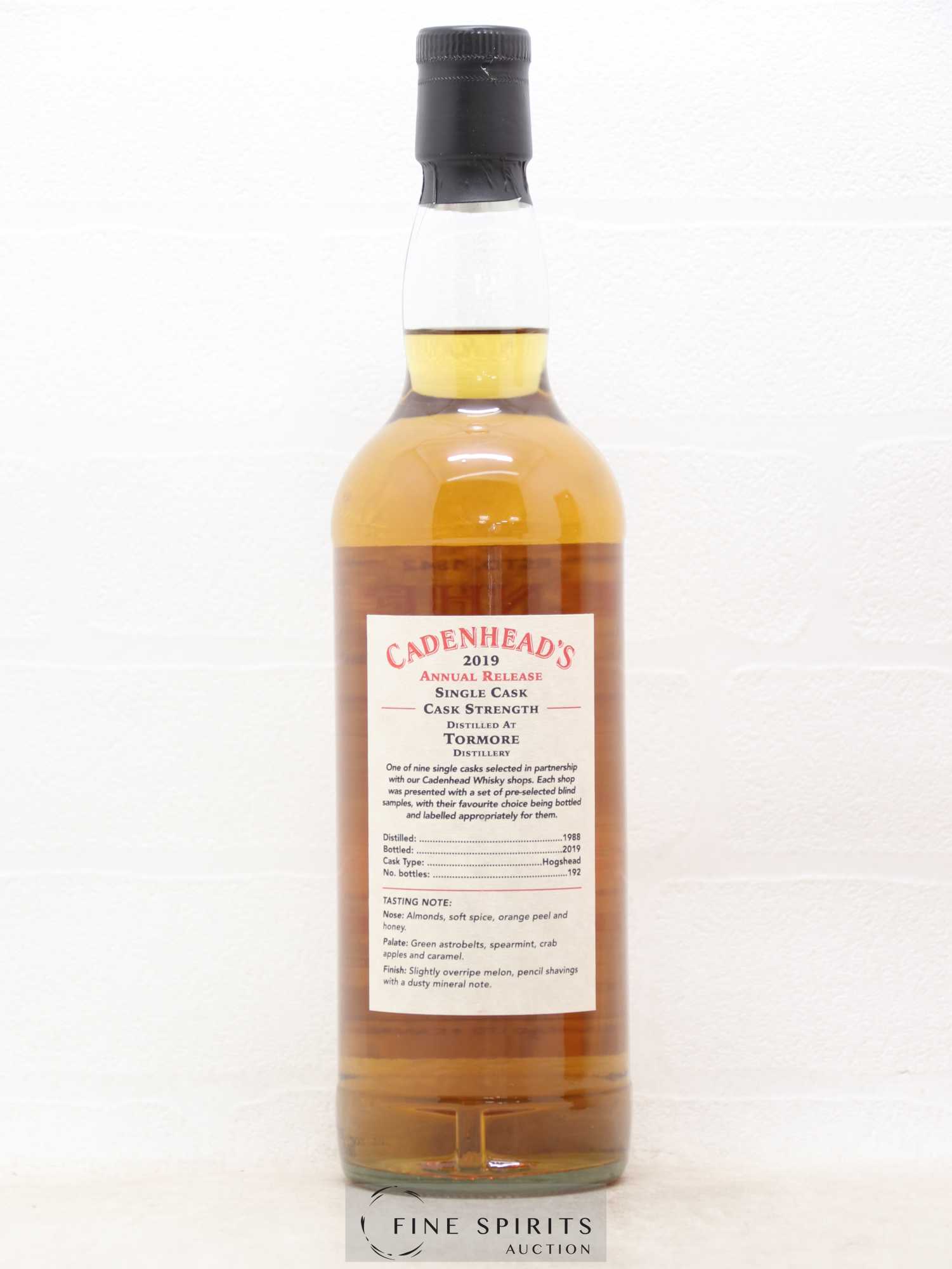 Tormore 30 years 1988 Cadenhead's Annual Release 2019 One of 192 Cadenhead's Whisky Shop - Lot de 1 bouteille - 2
