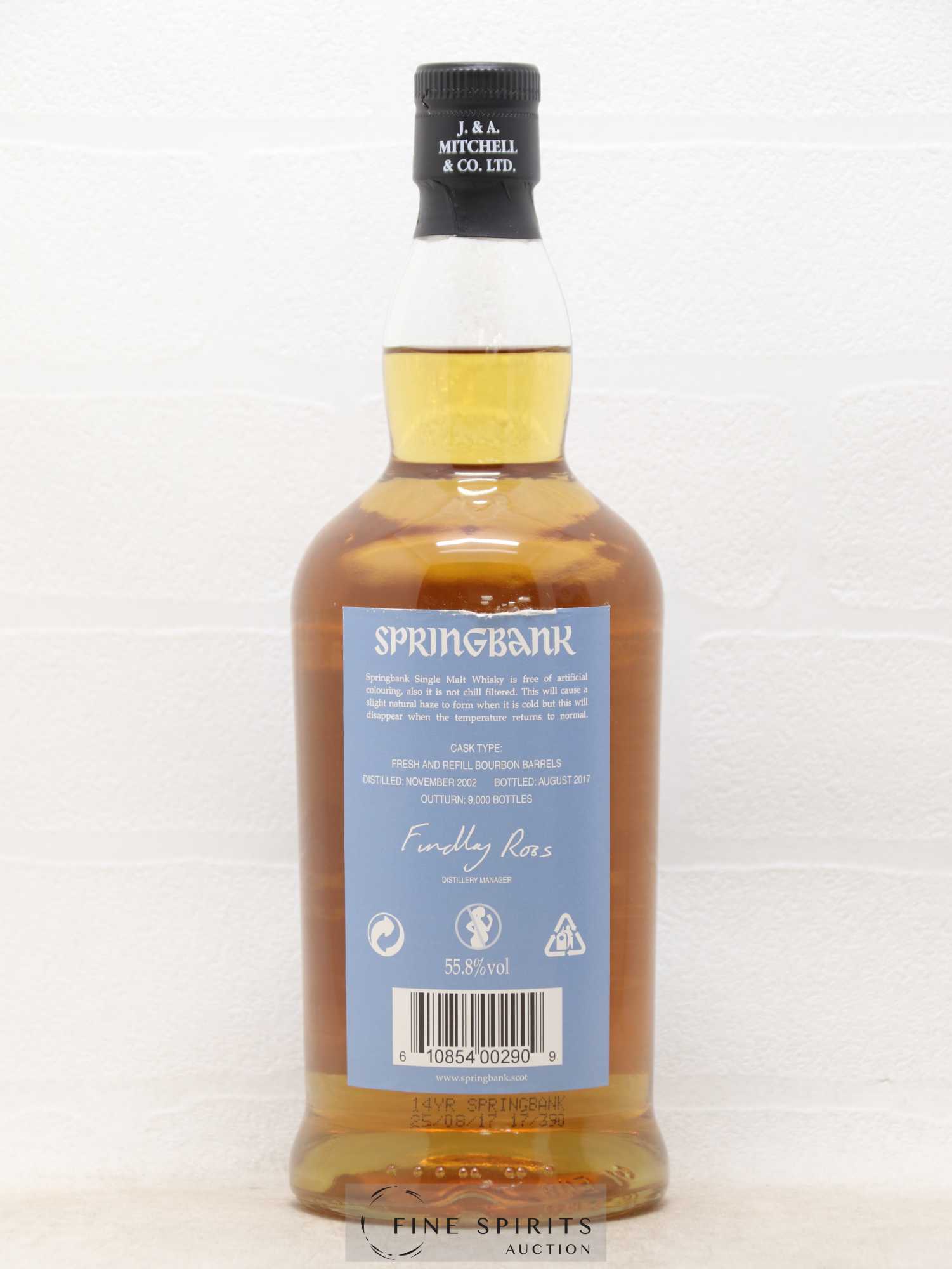 Springbank 14 years 2002 Of. Bourbon Wood One of 9000 - bottled 2017 - Posten von 1 Flasche - 2