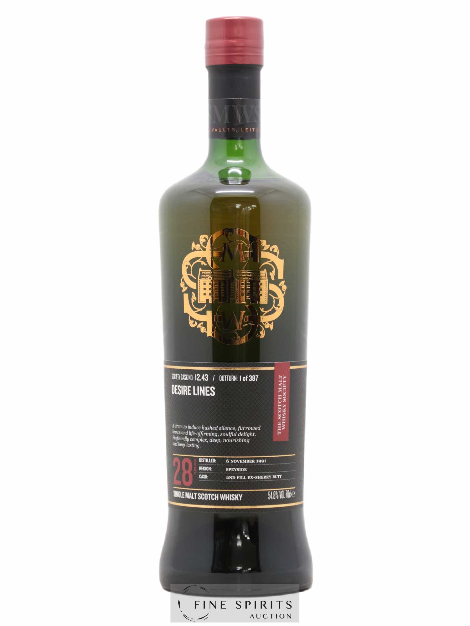 Desire Lines 28 years 1991 The Scotch Malt Whisky Society Cask n°12.43 - One of 387 - Lot de 1 bouteille - 0