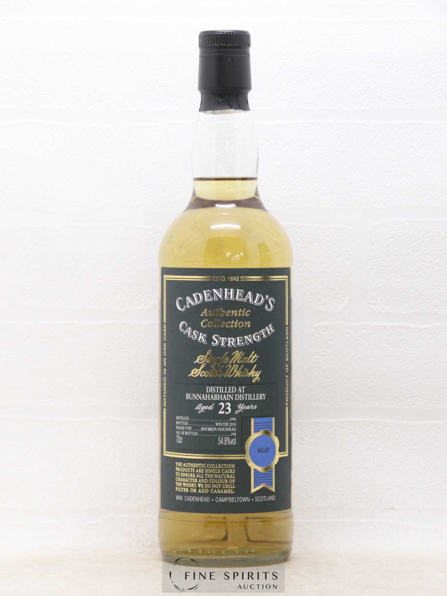 Bunnahabhain 23 years 1994 Cadenhead's Cask Strength - One of 198 - bottled 2018 Authentic Collection - Lot de 1 bouteille - 1
