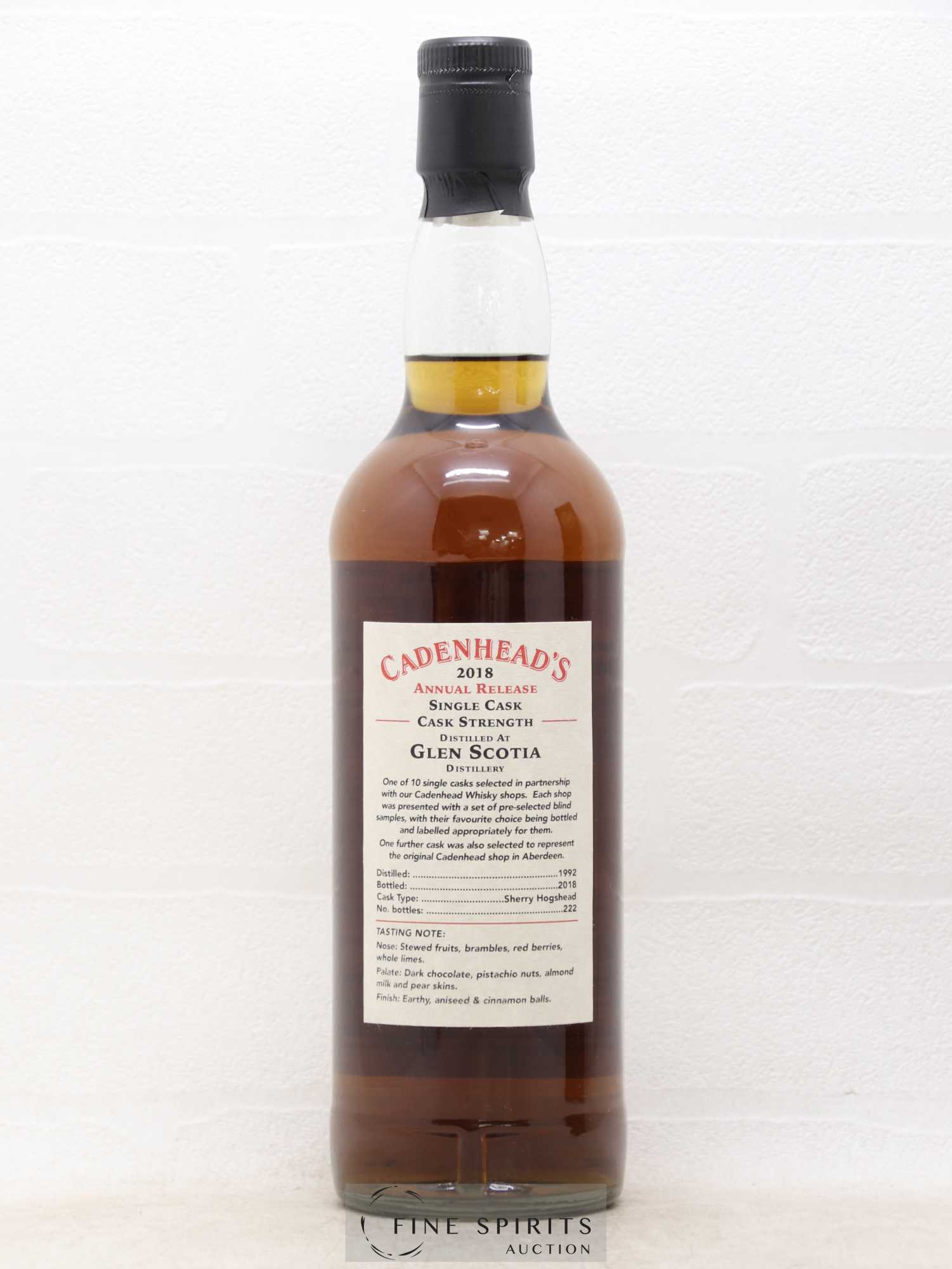 Glen Scotia 26 years 1992 Cadenhead's Cask Strength One of 222 - bottled 2018 Cadenhead's Whisky Shop - Lot of 1 bottle - 2