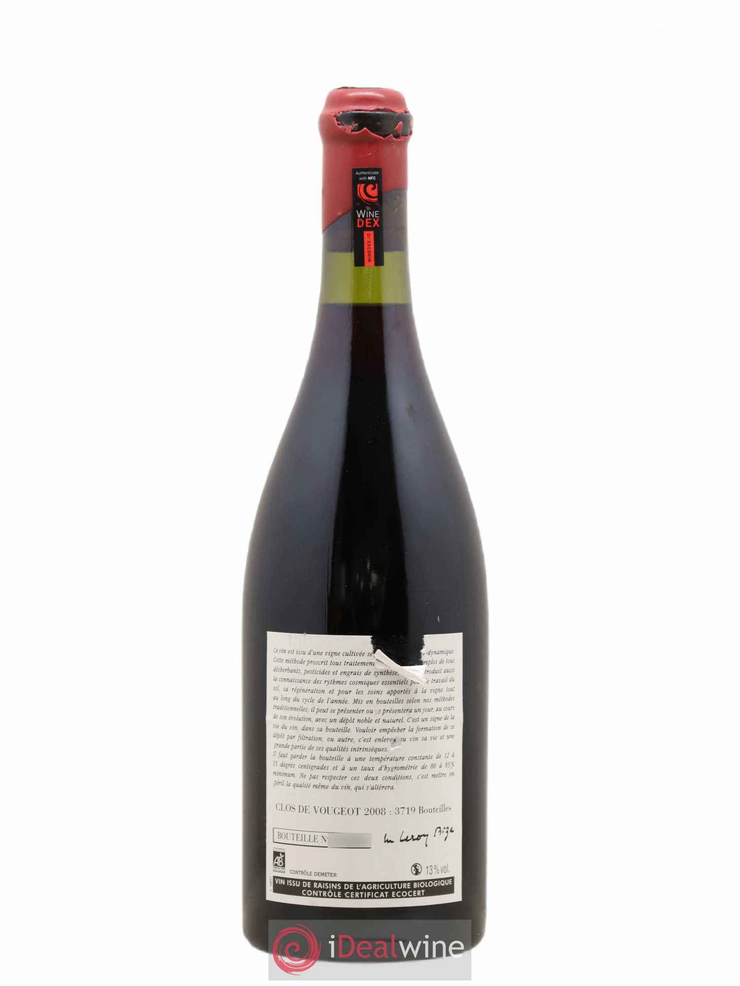 Clos de Vougeot Grand Cru Leroy (Domaine) 2008 - Lot de 1 bouteille - 1