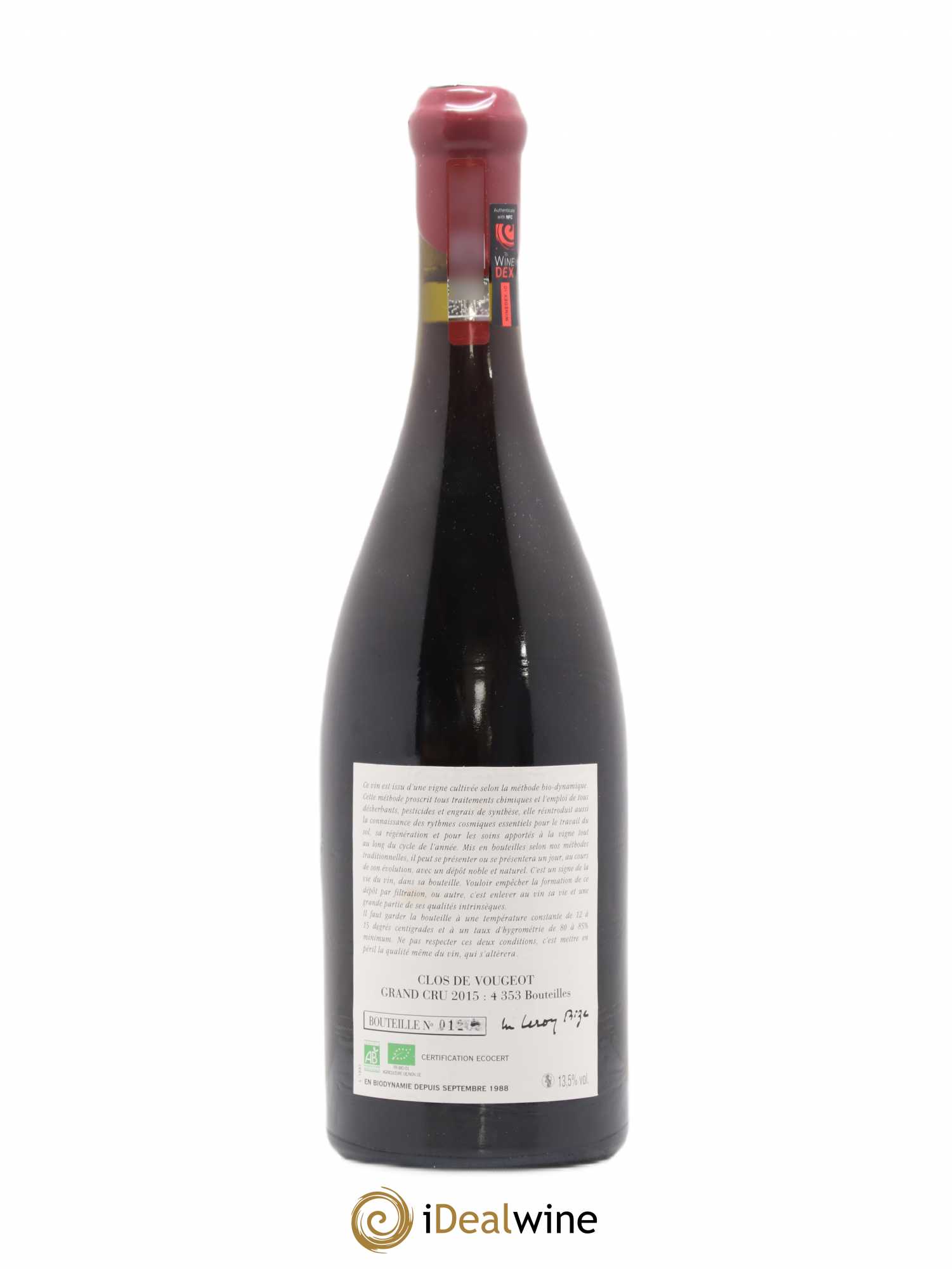 Clos de Vougeot Grand Cru Leroy (Domaine) 2015 - Lot of 1 bottle - 1