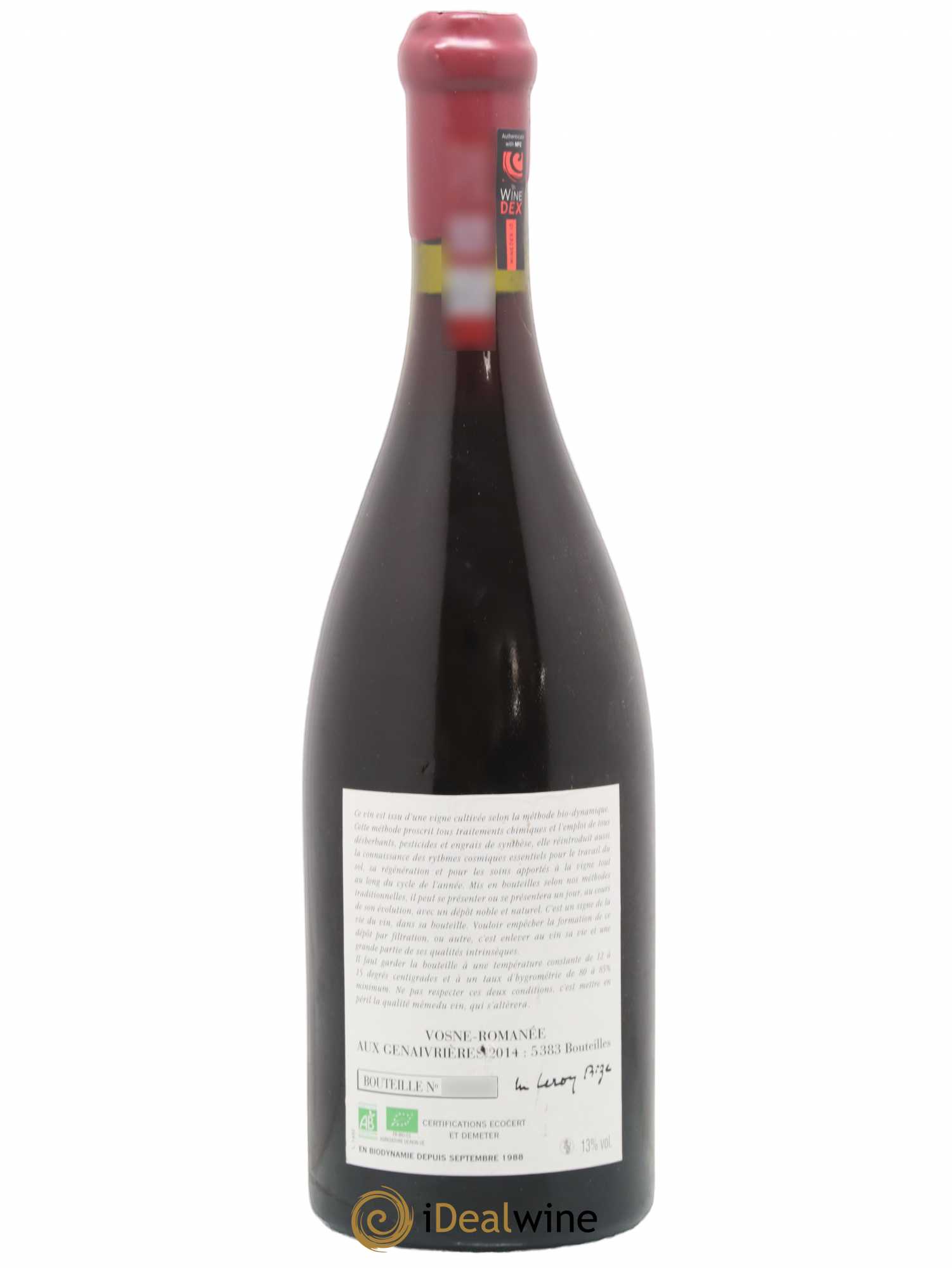 Vosne-Romanée Les Genaivrières Leroy (Domaine) 2014 - Lotto di 1 bottiglia - 1