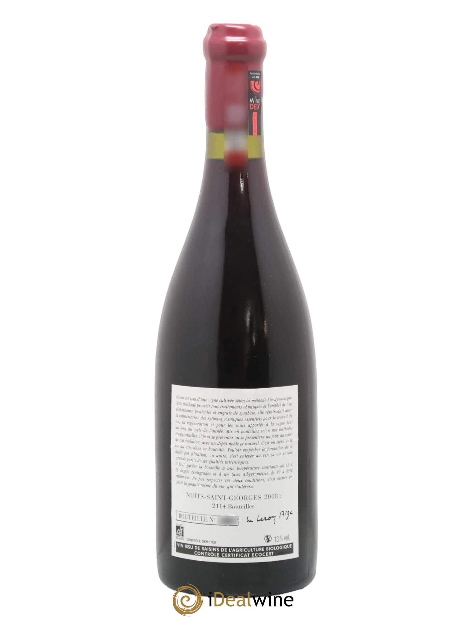 Nuits-Saint-Georges Leroy (Domaine) 2008 - Lot de 1 bouteille - 1
