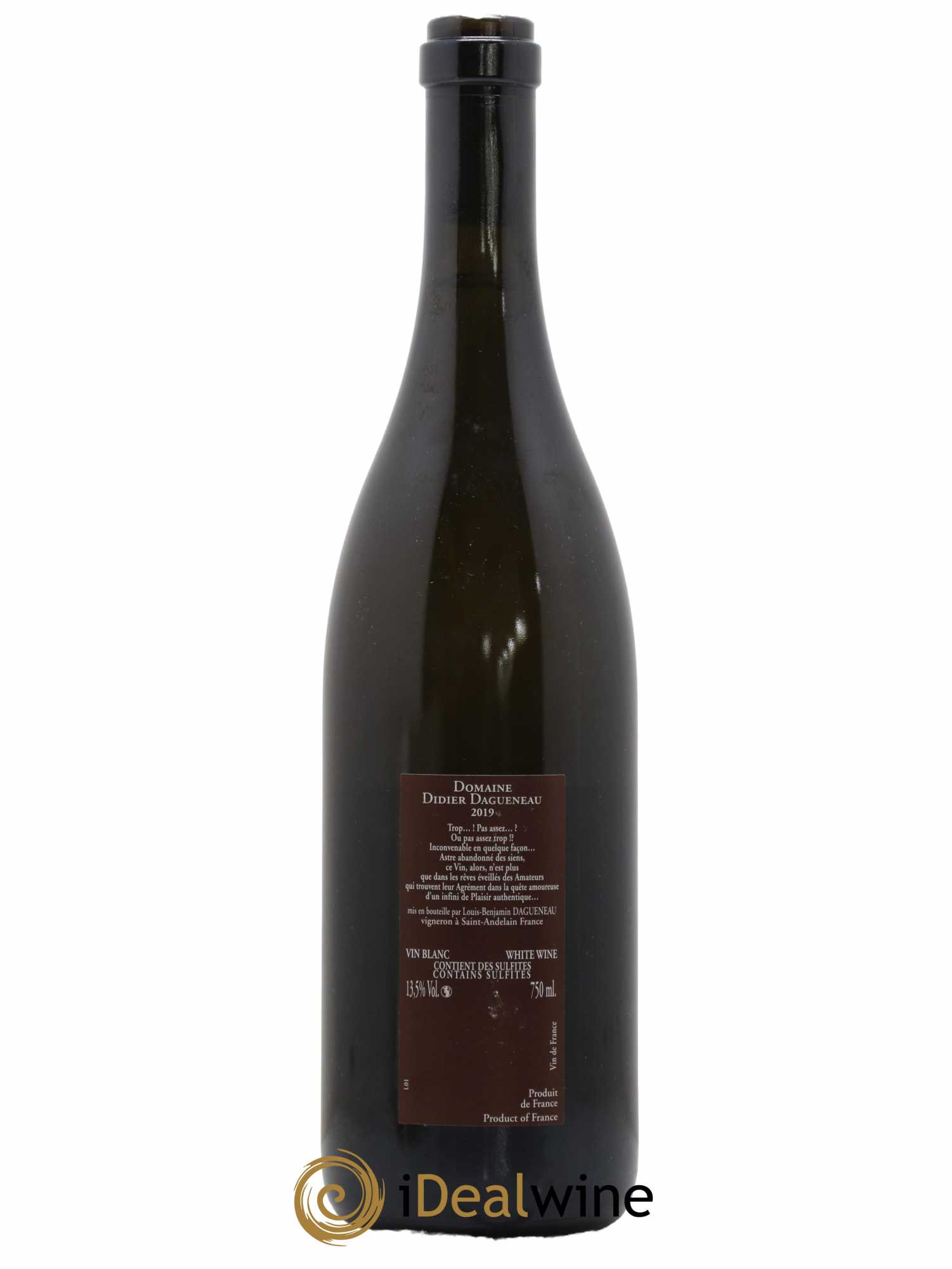 Vin de France (anciennement Pouilly-Fumé) Pur Sang Dagueneau (Domaine Didier - Louis-Benjamin) 2019 - Lot de 1 bouteille - 1
