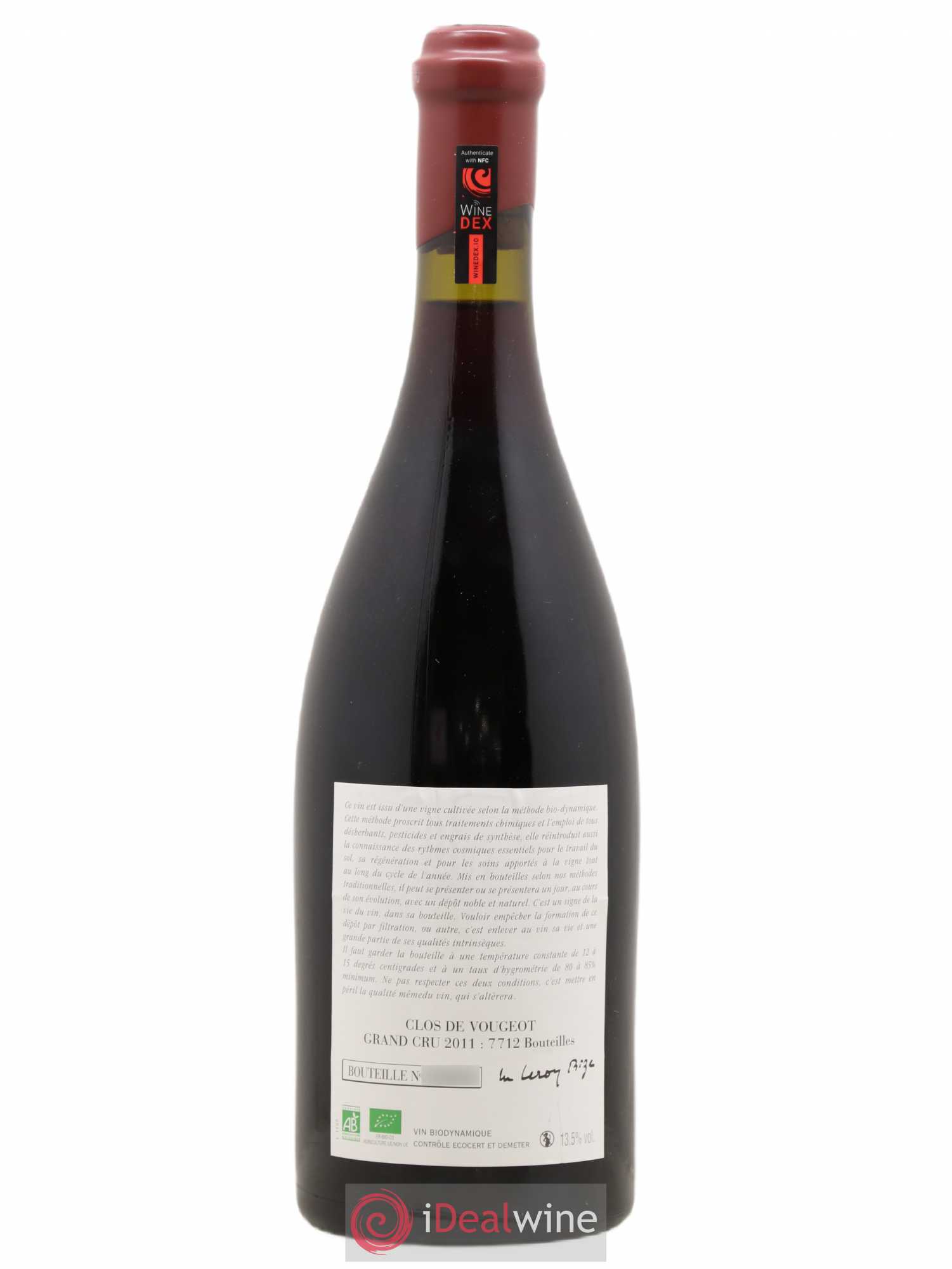 Clos de Vougeot Grand Cru Leroy (Domaine) 2011 - Lot de 1 bouteille - 1
