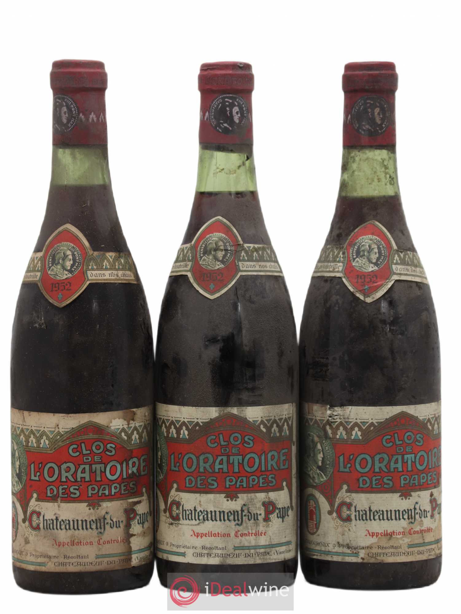 Châteauneuf-du-Pape Clos de l'Oratoire des Papes 1952 - Lot de 3 bouteilles - 0
