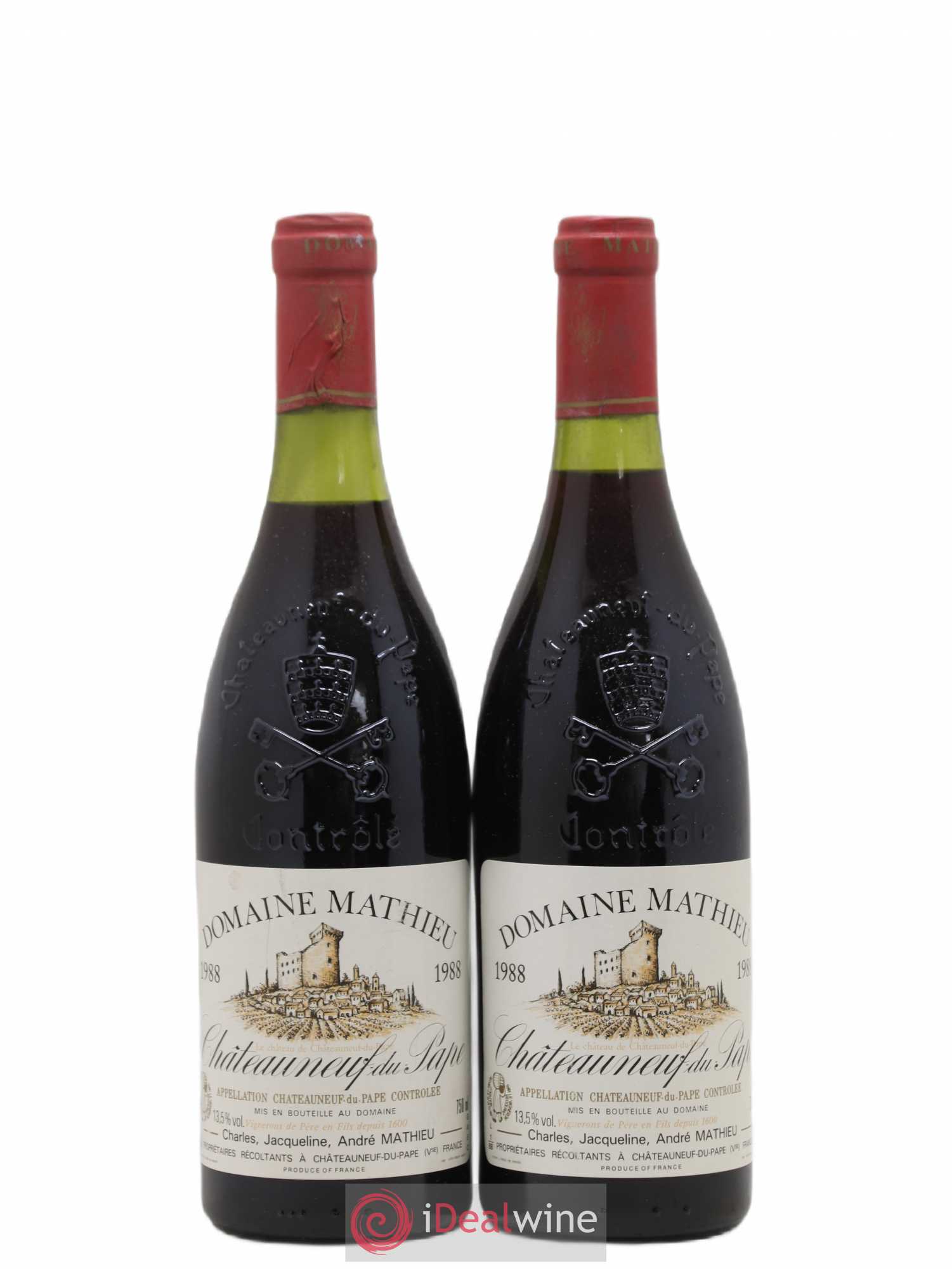 Châteauneuf-du-Pape Domaine Mathieu 1988 - Lot de 2 bouteilles - 0