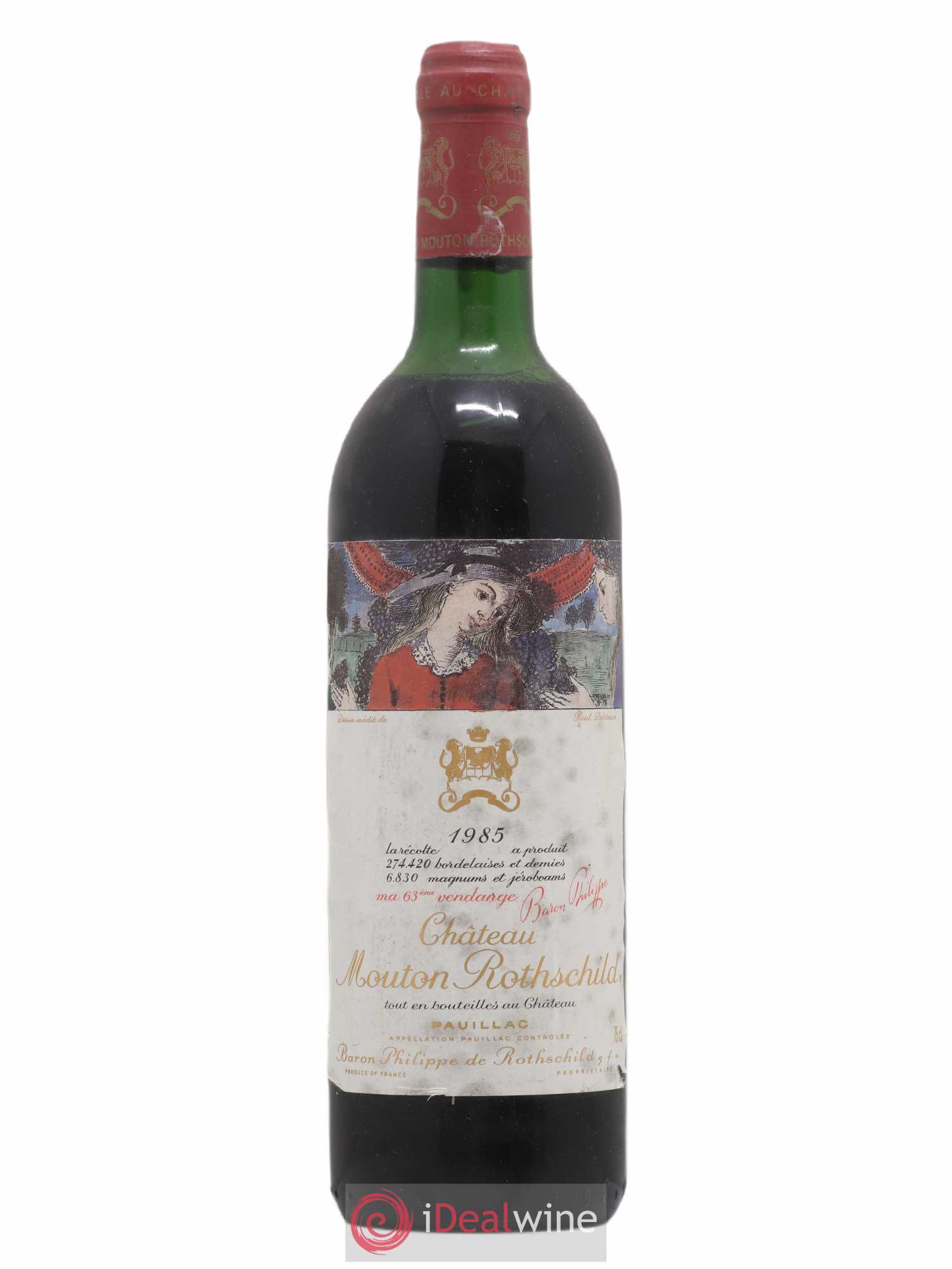 Château Mouton Rothschild 1er Grand Cru Classé 63ème Vendange du Baron Philippe de Rothschild 1985 - Lot de 1 bouteille - 0