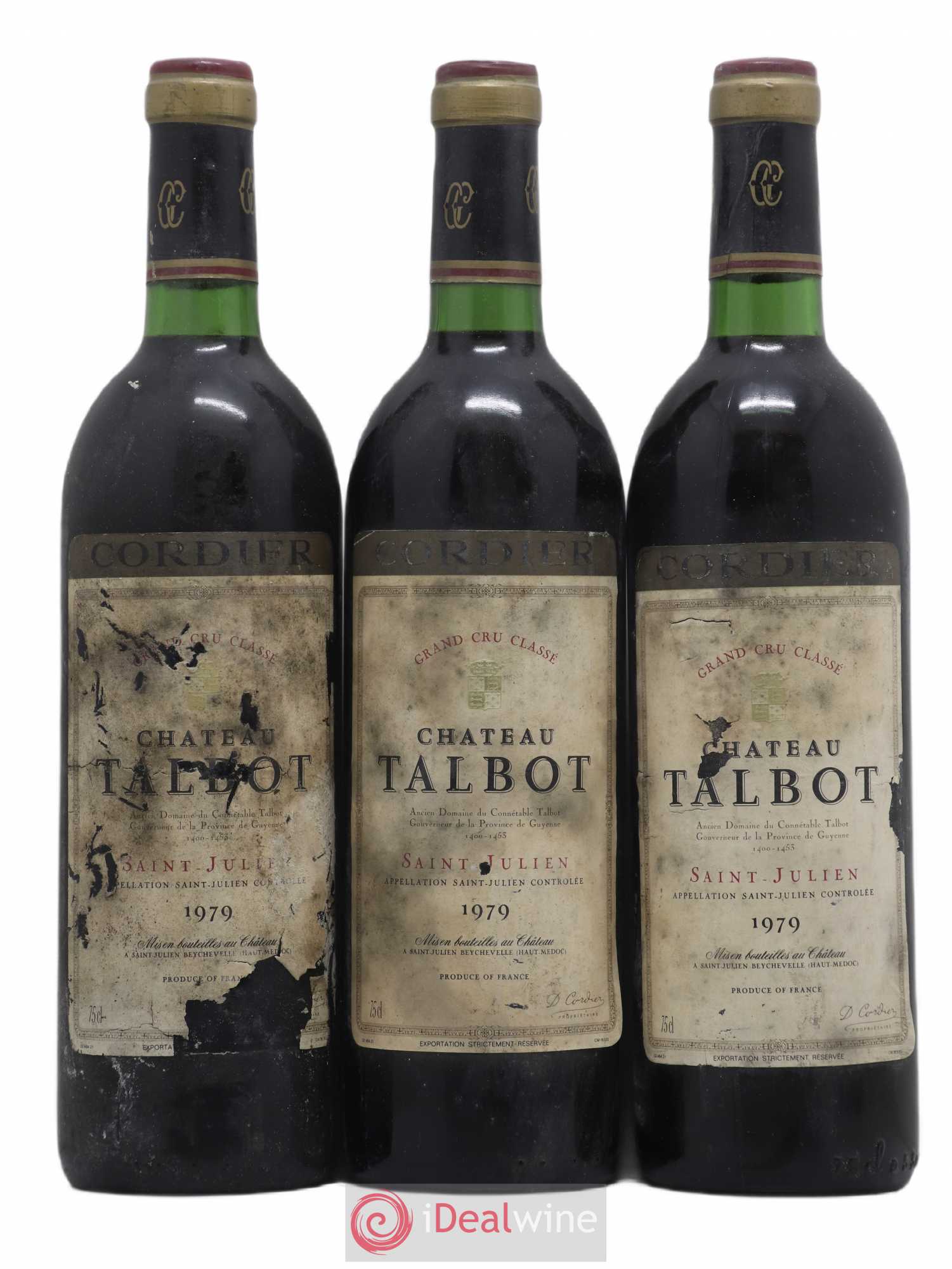 Château Talbot 4ème Grand Cru Classé 1979 - Lot de 3 bouteilles - 0