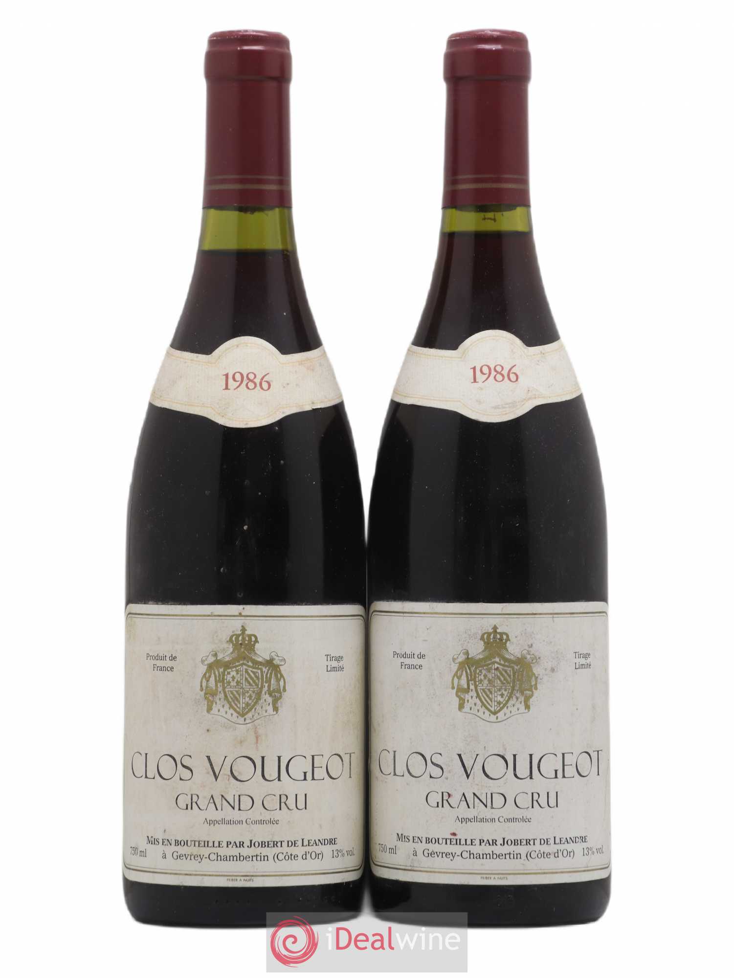 Clos de Vougeot Grand Cru Jobert de Leandre 1986 - Lot de 2 bouteilles - 0