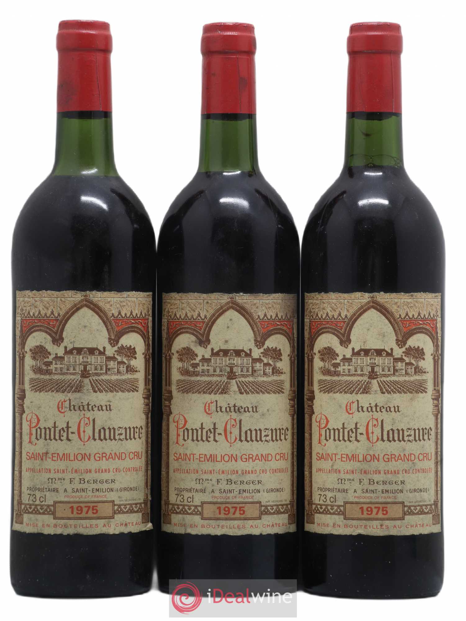 Saint-Émilion Grand Cru Château Pontet-Clauzure 1975 - Lot de 3 bouteilles - 0